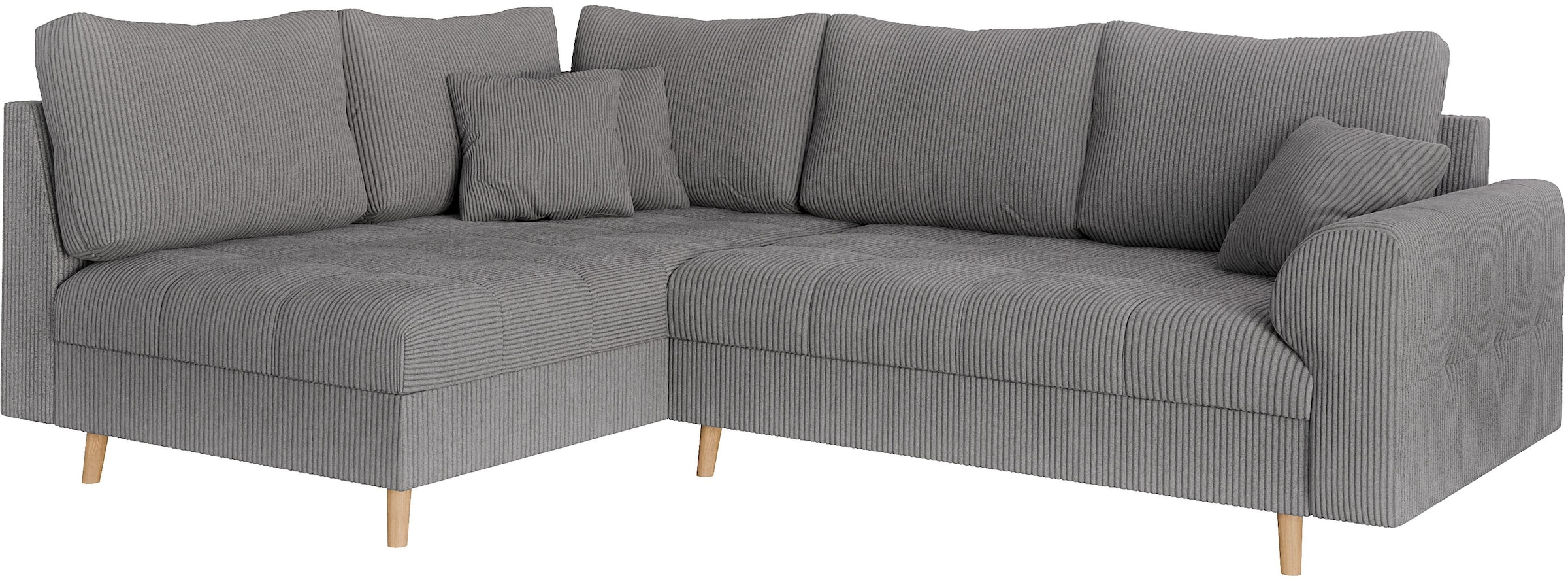 Home affaire Ecksofa »CHARRE L-Form mit Ottomane, Maße B/T/H: 231/161/81 cm«, feine Steppung, lose Rücken- und Zierkissen, auch in Cord und Bouclé