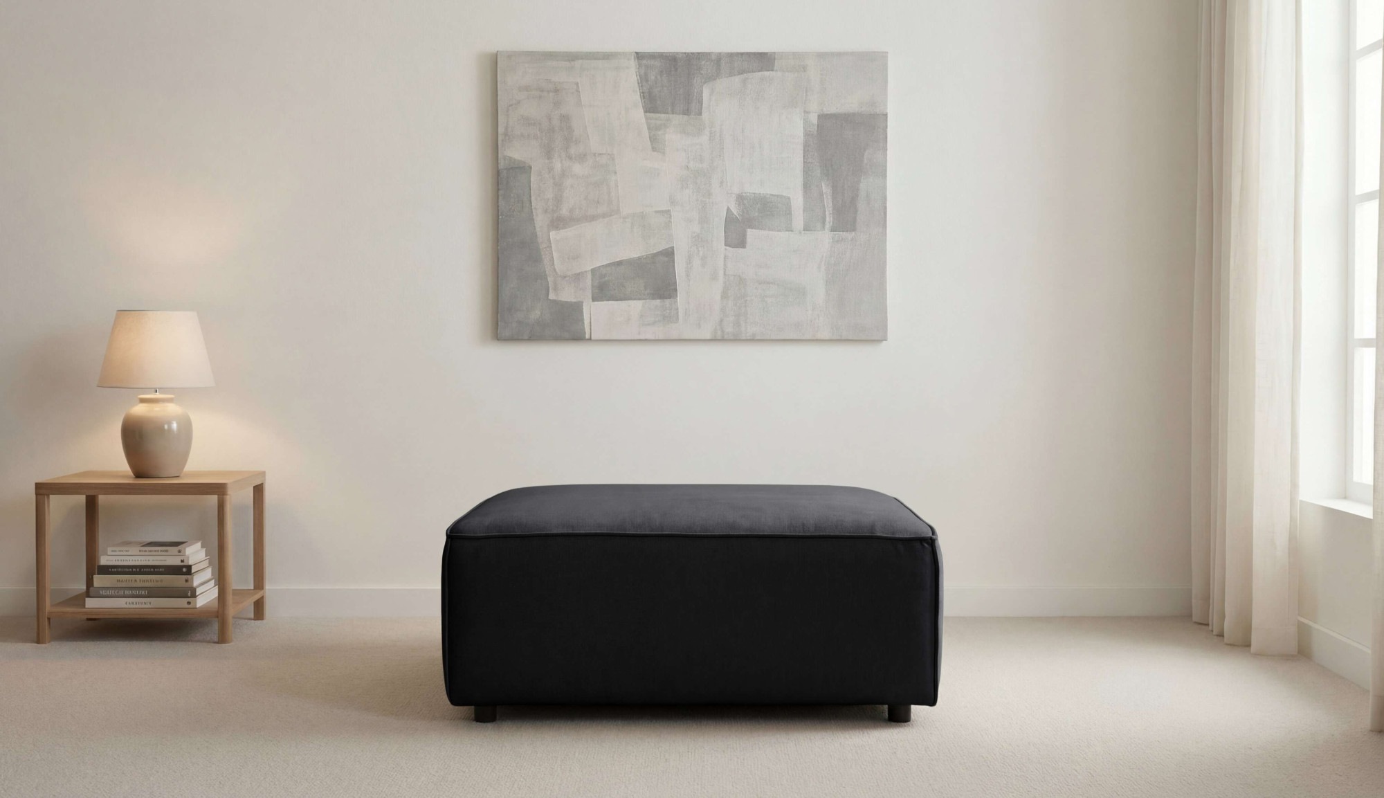 OTTO home Polsterhocker »Jorrena, extra weicher Chenille-Stoff« Praktische Ergänzung, 105x105 cm, mit Wellenunterfederung