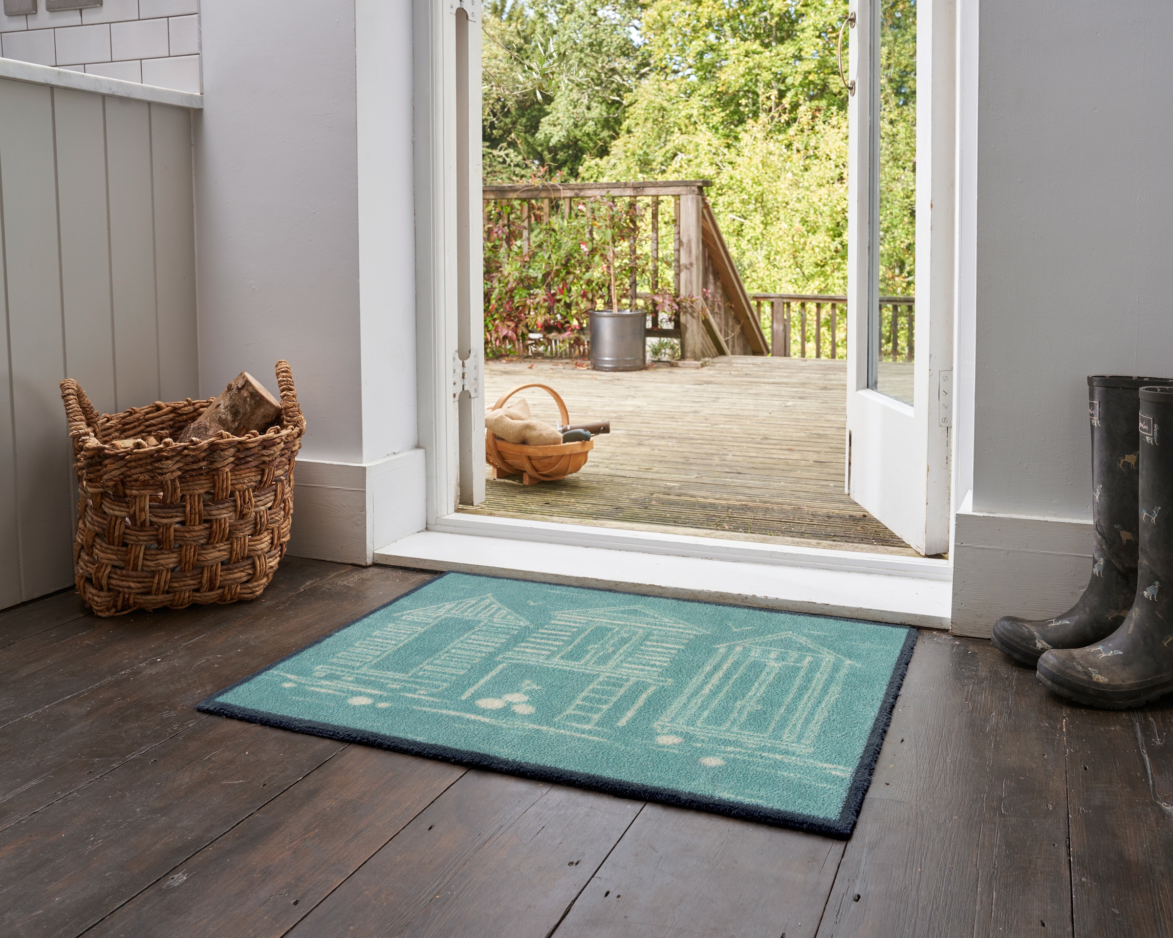 Turtle Mat Fußmatte »Beach Huts Blue« rechteckig 9 mm Höhe