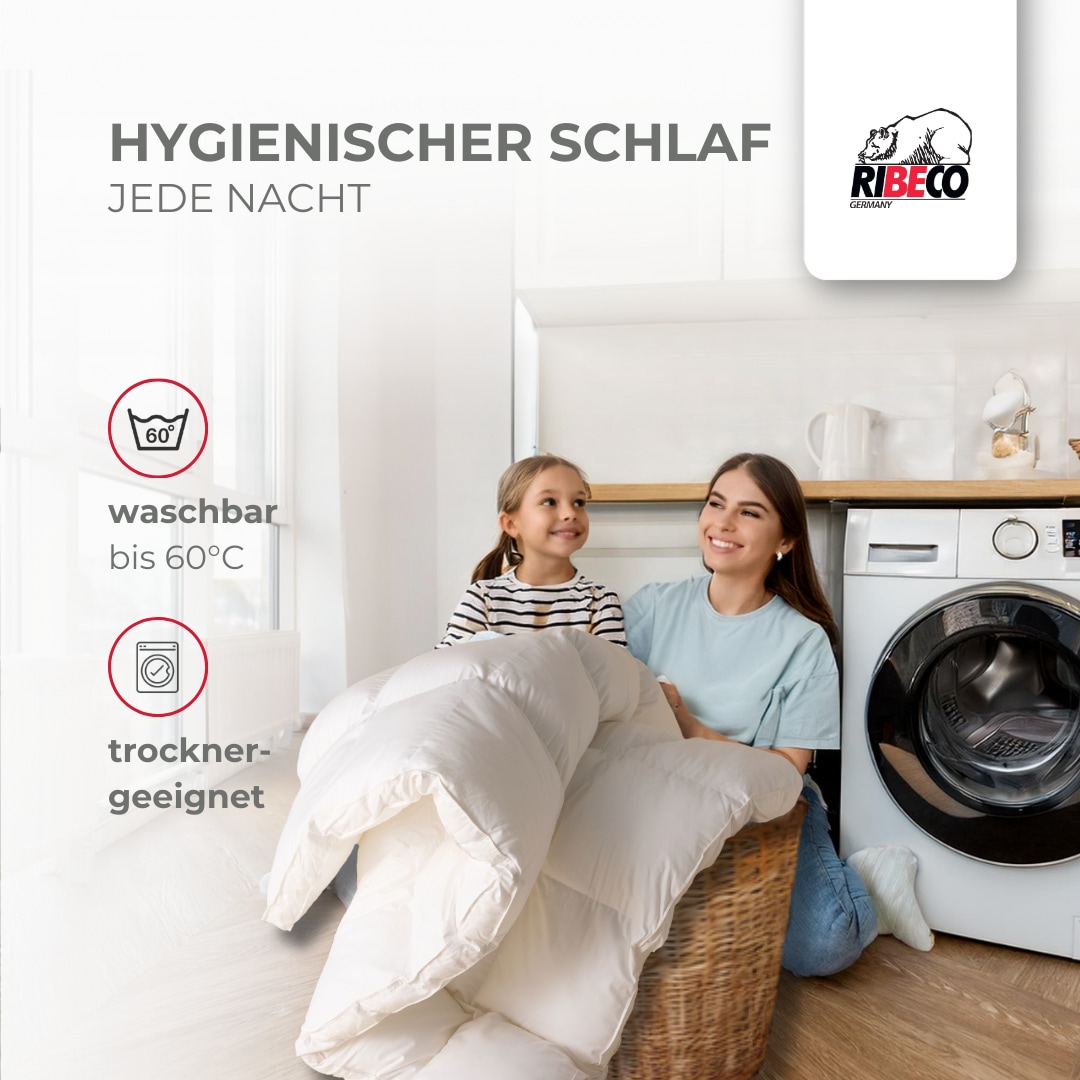 RIBECO Federbettdecke »Laram, Bettdecken für Sommer oder Winter, Made in Germany«, normal, Füllung 90% Federn, 10% Daunen, Bezug Baumwolle, (1 St.), Super Preis-Leistung, Bettdecke 135x200 cm oder 155x220 cm, Decke