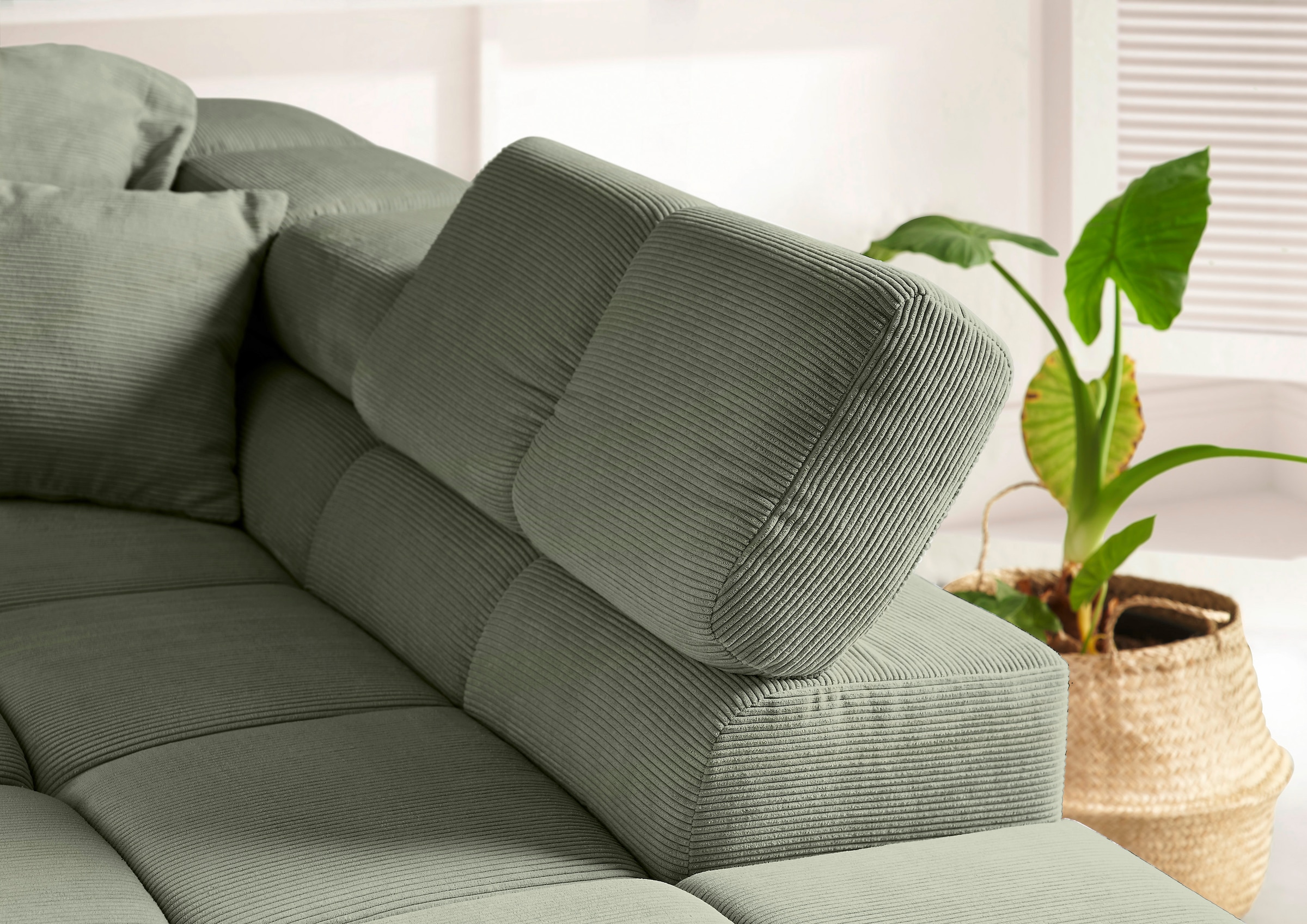 INOSIGN Ecksofa »Ancona incl. Kopfteilverstellung, Breite 319cm, L-Form«, wahlweise motorische Sitztiefenverstellung, auch in Cord + Easy Care