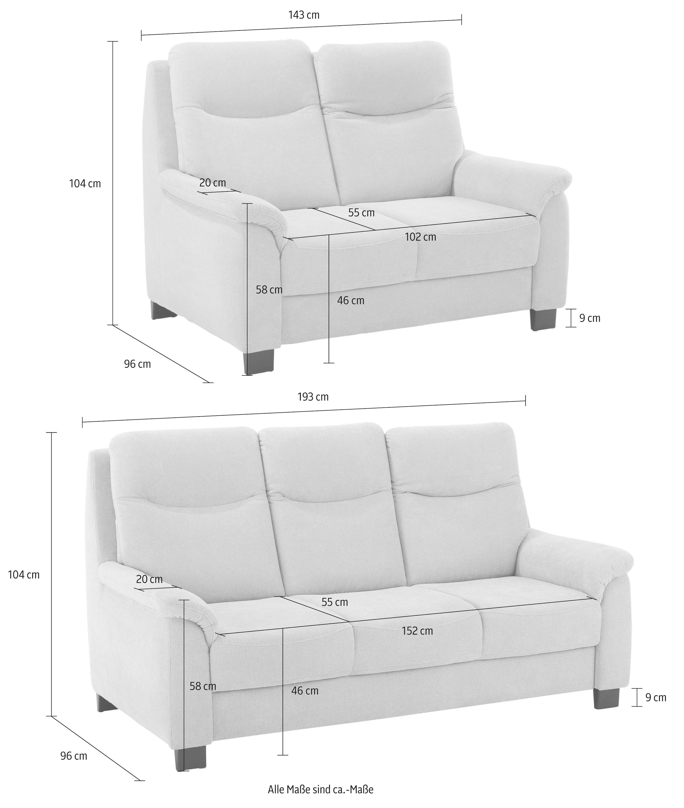 Home affaire Sitzgruppe »Boccaccio« mit Federkern, incl. Kopfteilverstellung