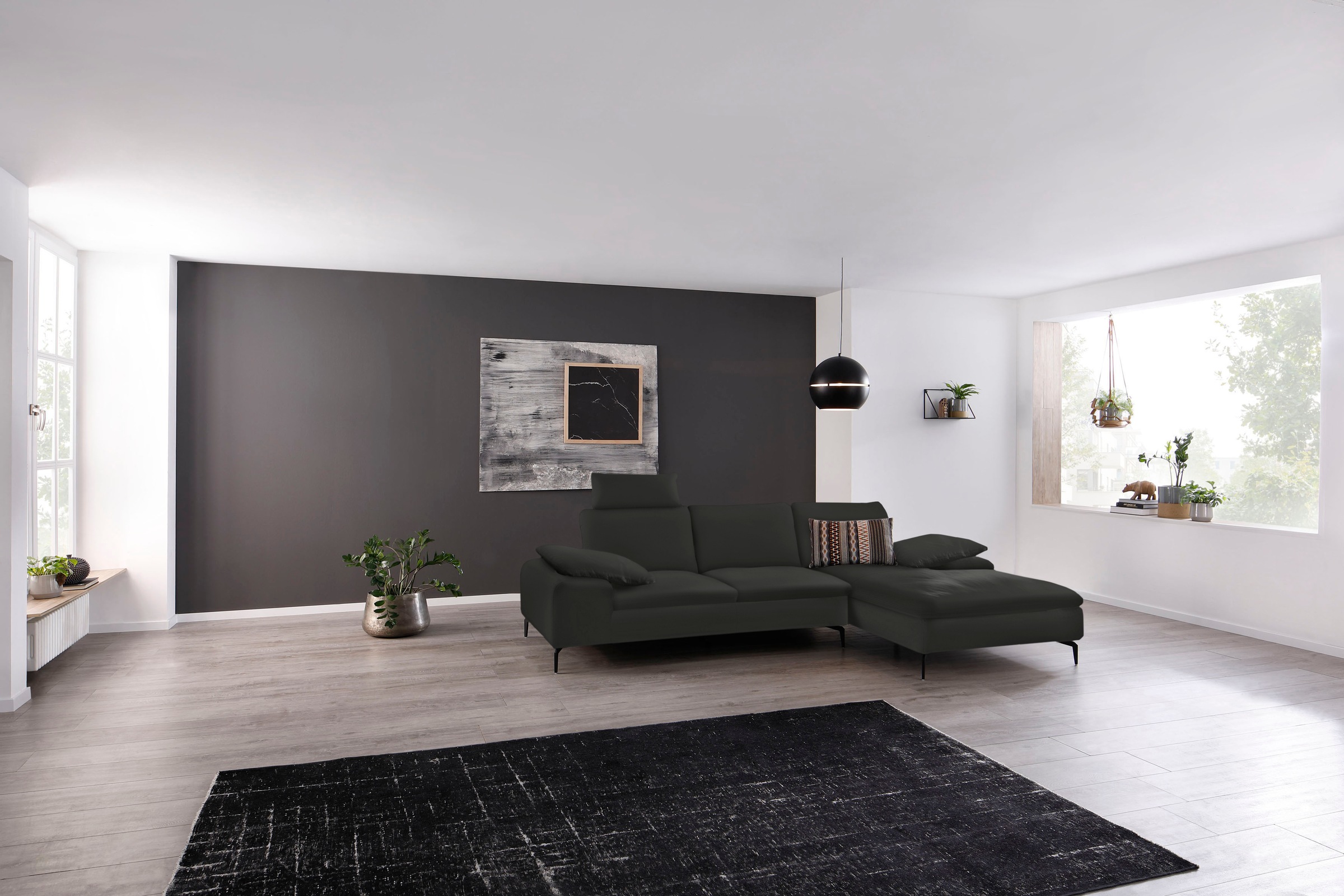 W.SCHILLIG Ecksofa »valentinoo, Designsofa, bequem, elegant und zeitlos, L-Form«, (Set), inklusive Hocker, mit Sitztiefenverstellung, Breite 299 cm