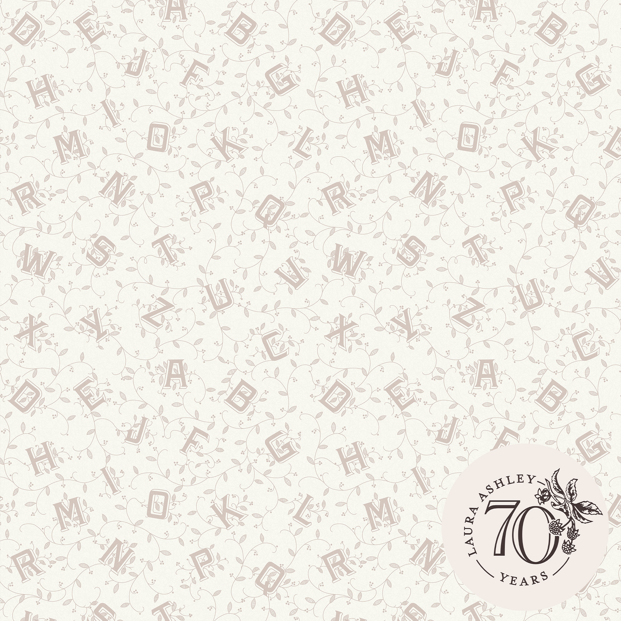 LAURA ASHLEY Vliestapete »Alphabet Dove Grey« floral texturiert 10mx52cm