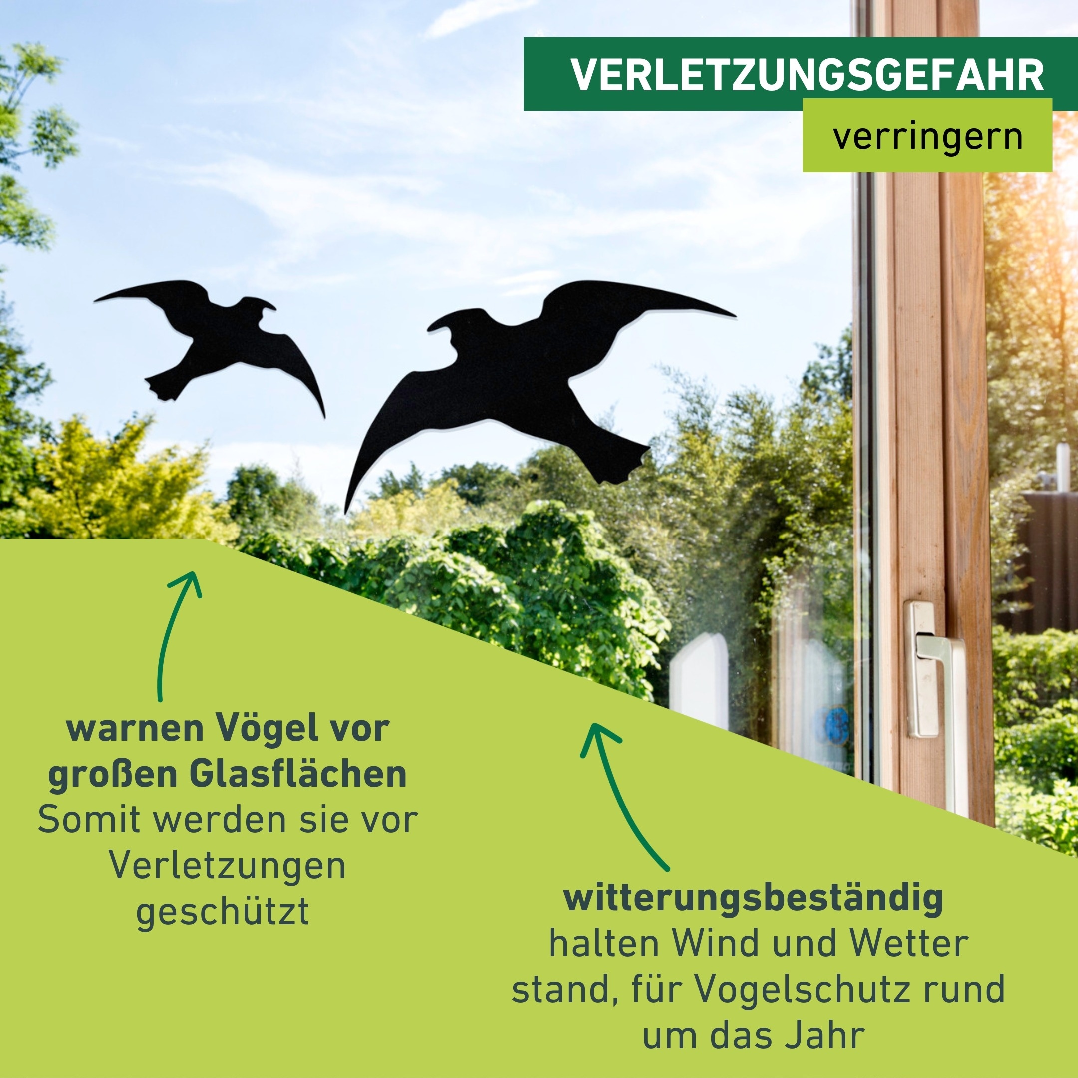 Windhager Vogelattrappe »Vogel Silhouetten 3 Stk., selbstklebend« Vogelabwehr für drinnen und draußen, schwarz