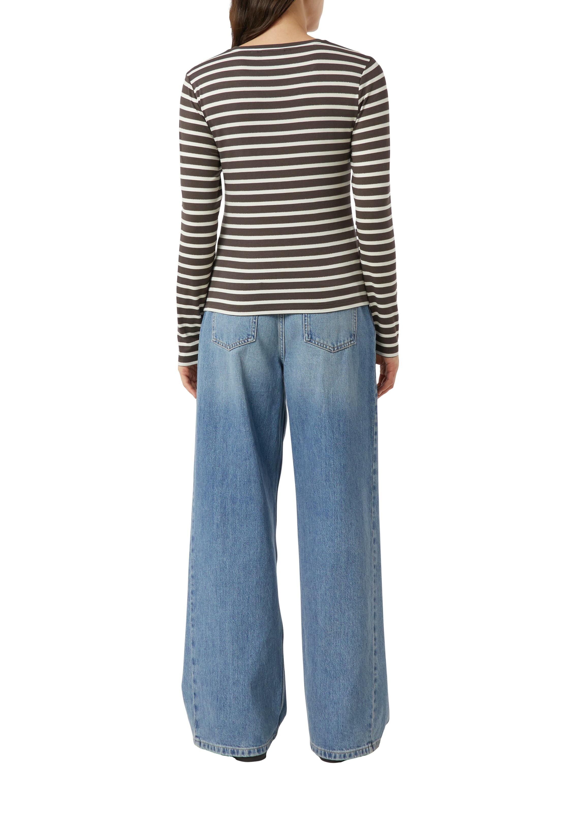 Comma Langarmshirt geringelt, mit Glitzer-Fäden