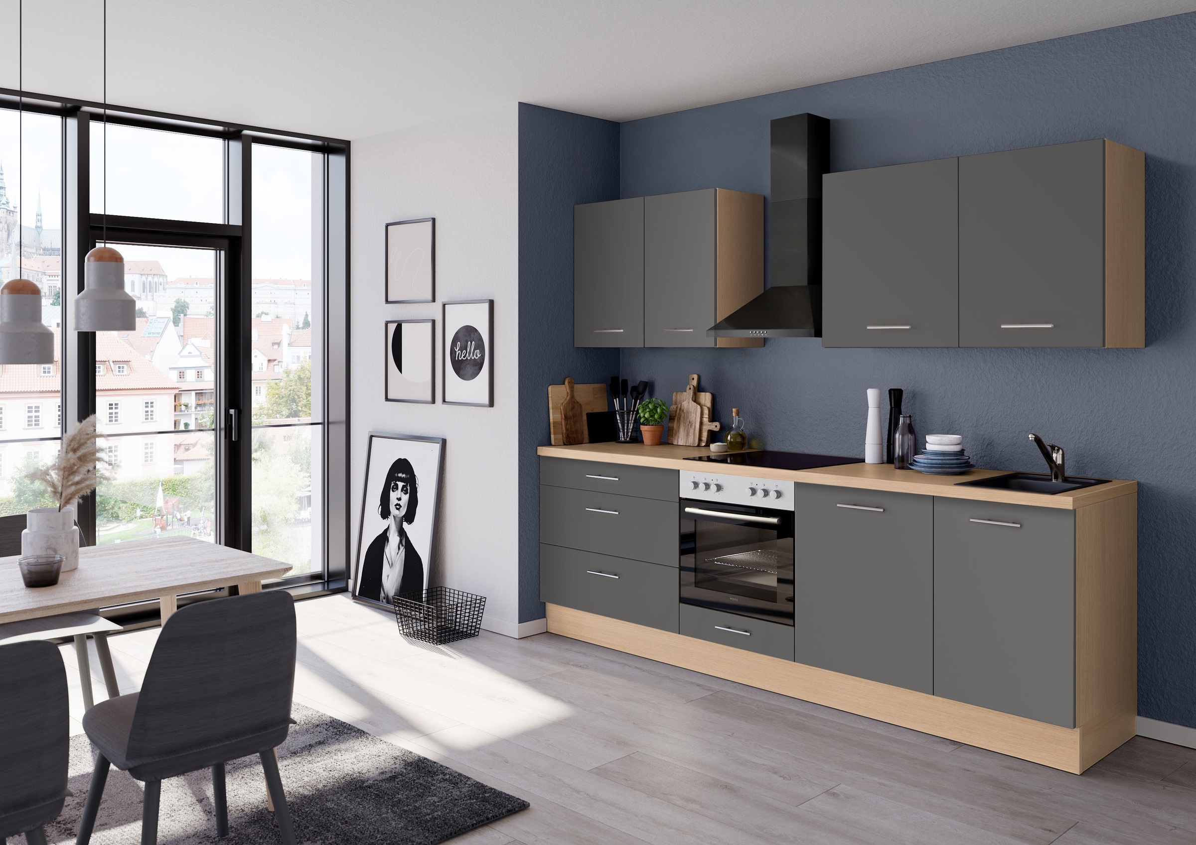 IMPULS KÜCHEN Küchenzeile »"Kopenhagen", Ausrichtung wählbar, Schubkästen mit Soft-Close« Set, 