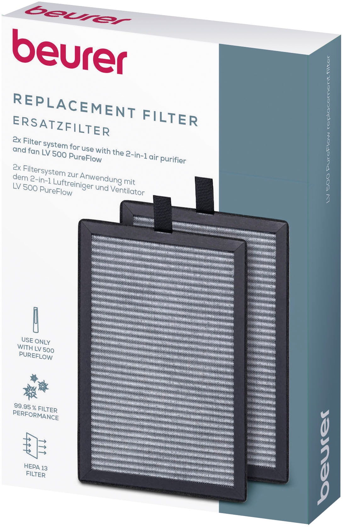 BEURER HEPA-Filter »LV 500 Ersatzfilter, für frische und kühle Luft«, (2 tlg.), Luftreinigung durch ein 3-schichtiges Filtersystem