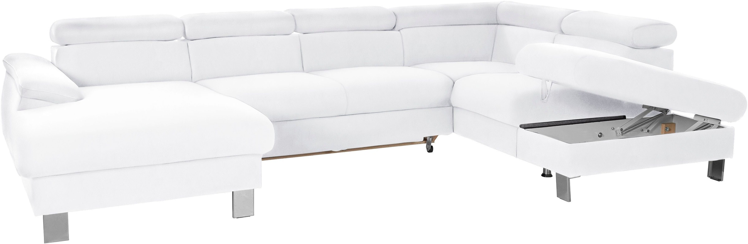 COTTA Polstergarnitur »Komaris U-Form«, (Set), Set bestehend aus: Wohnlandschaft mit Kopfteilverstellung & Hocker
