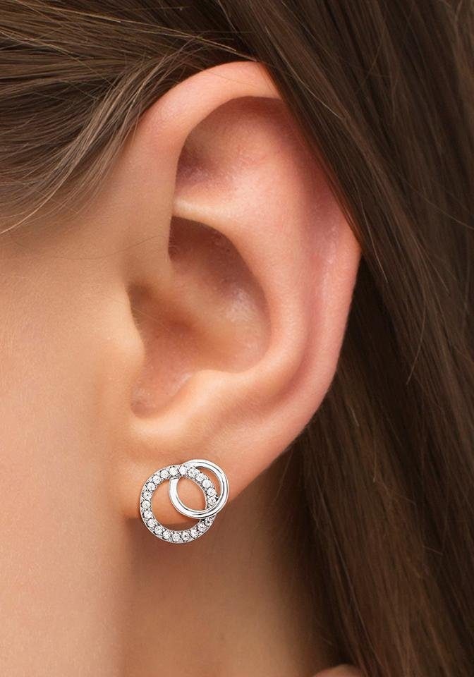 Amor Paar Ohrstecker »Schmuck Geschenk Ohrschmuck Kreise, 2026212 Silber 925«, mit Zirkonia (synth.)