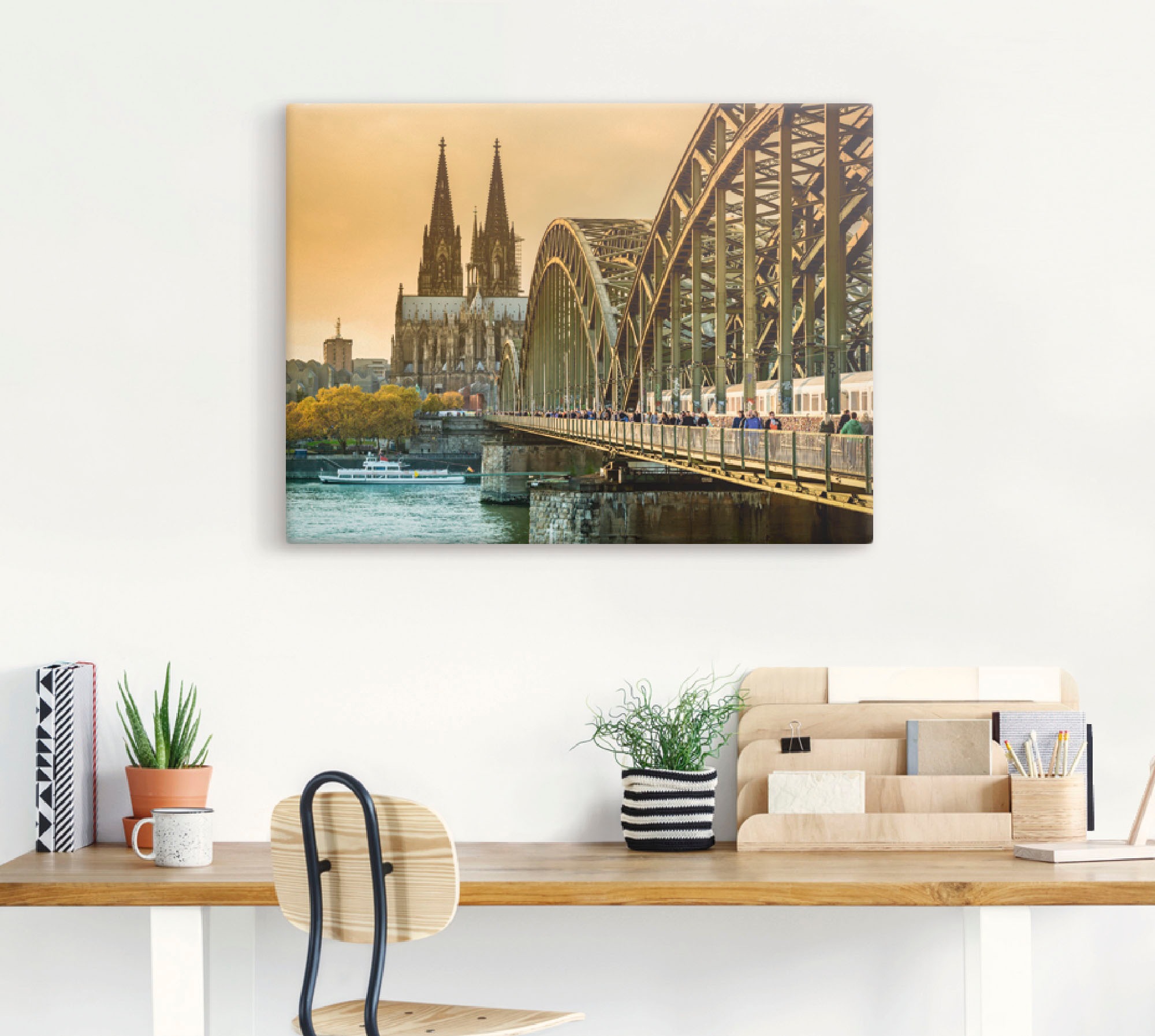 Artland Leinwandbild "Kölner Dom mit Hohenzollernbrücke", Deutschland, (1 S günstig online kaufen