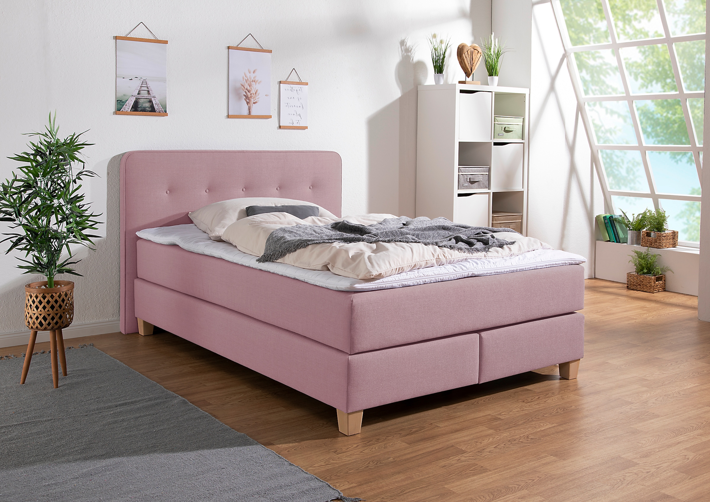 Home affaire Boxspringbett "Fargo", in Überlänge 220 cm, mit Topper, 3 Ausf günstig online kaufen