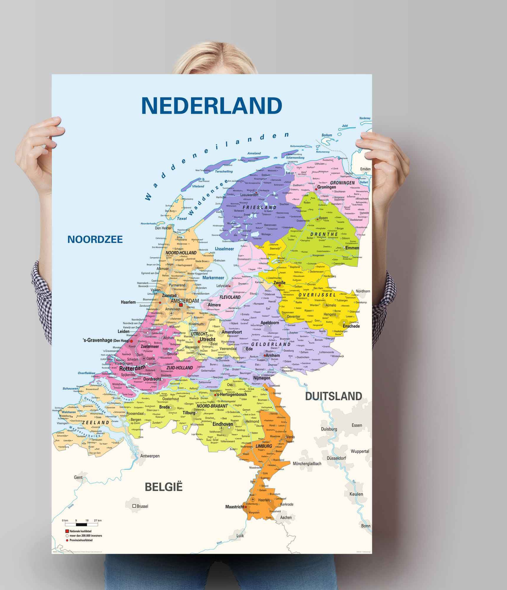 Reinders! Poster »Poster Schulkarte Niederlande Landkarten, Niederländisch (1 auf kaufen - St.) Rechnung Niederländischer Text«