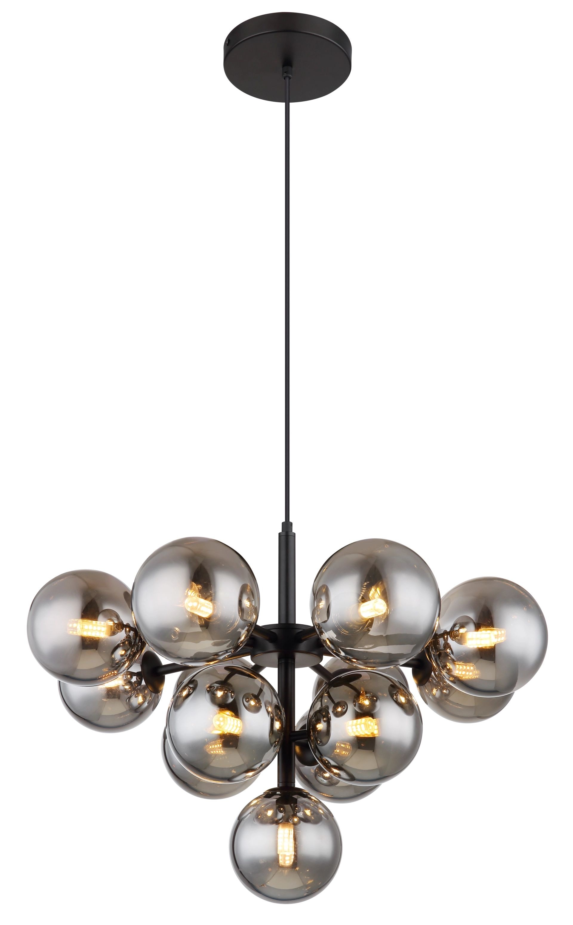 GLOBO LIGHTING LED-Hängeleuchte »GRAPPY«, 13 flammig, Leuchtmittel G9 | ohne Leuchtmittel, rauchfarbene Glaskugeln