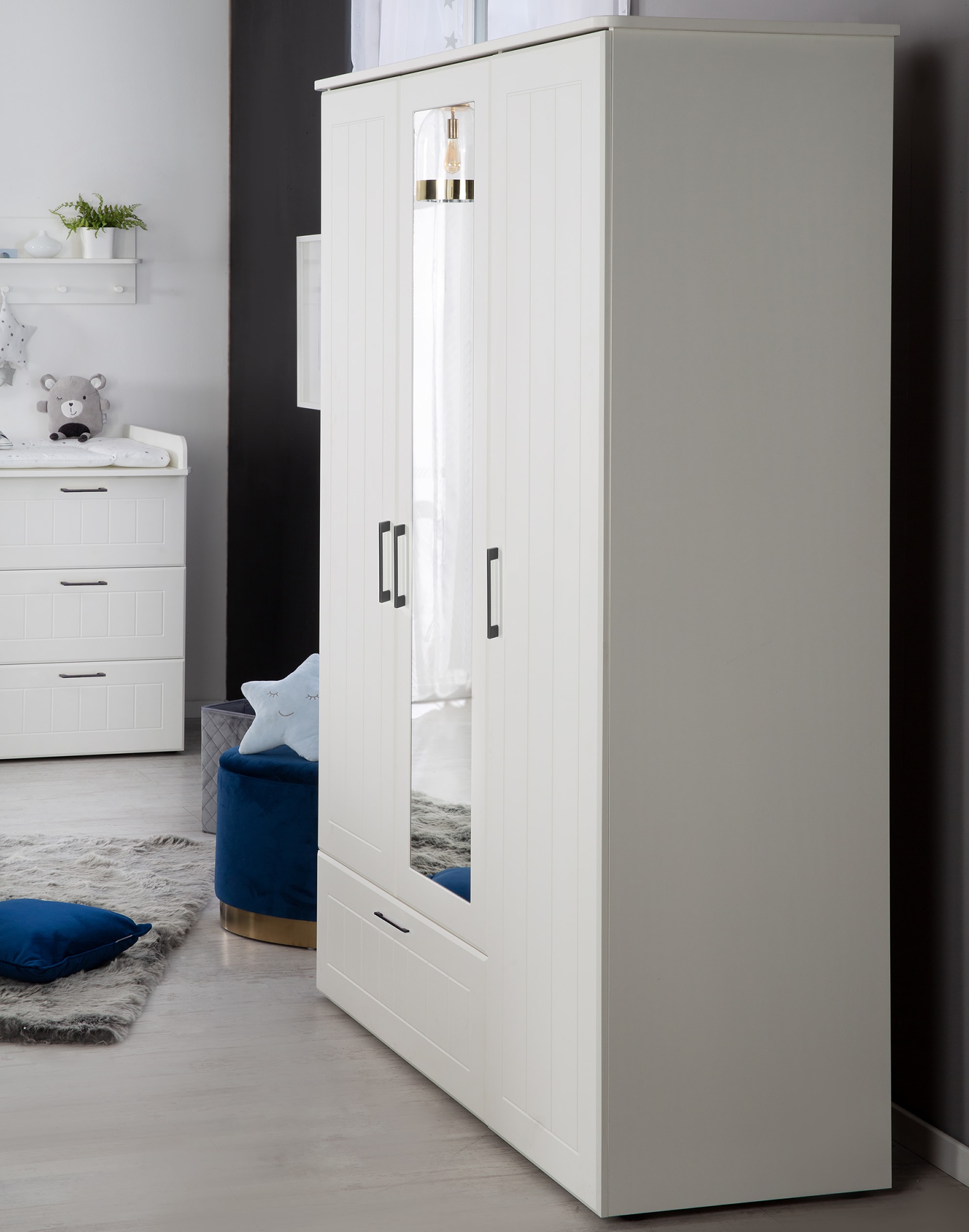 roba® Kleiderschrank »Sylt, Kinderkleiderschrank«, 3-türig mit Spiegeltür; günstig online kaufen