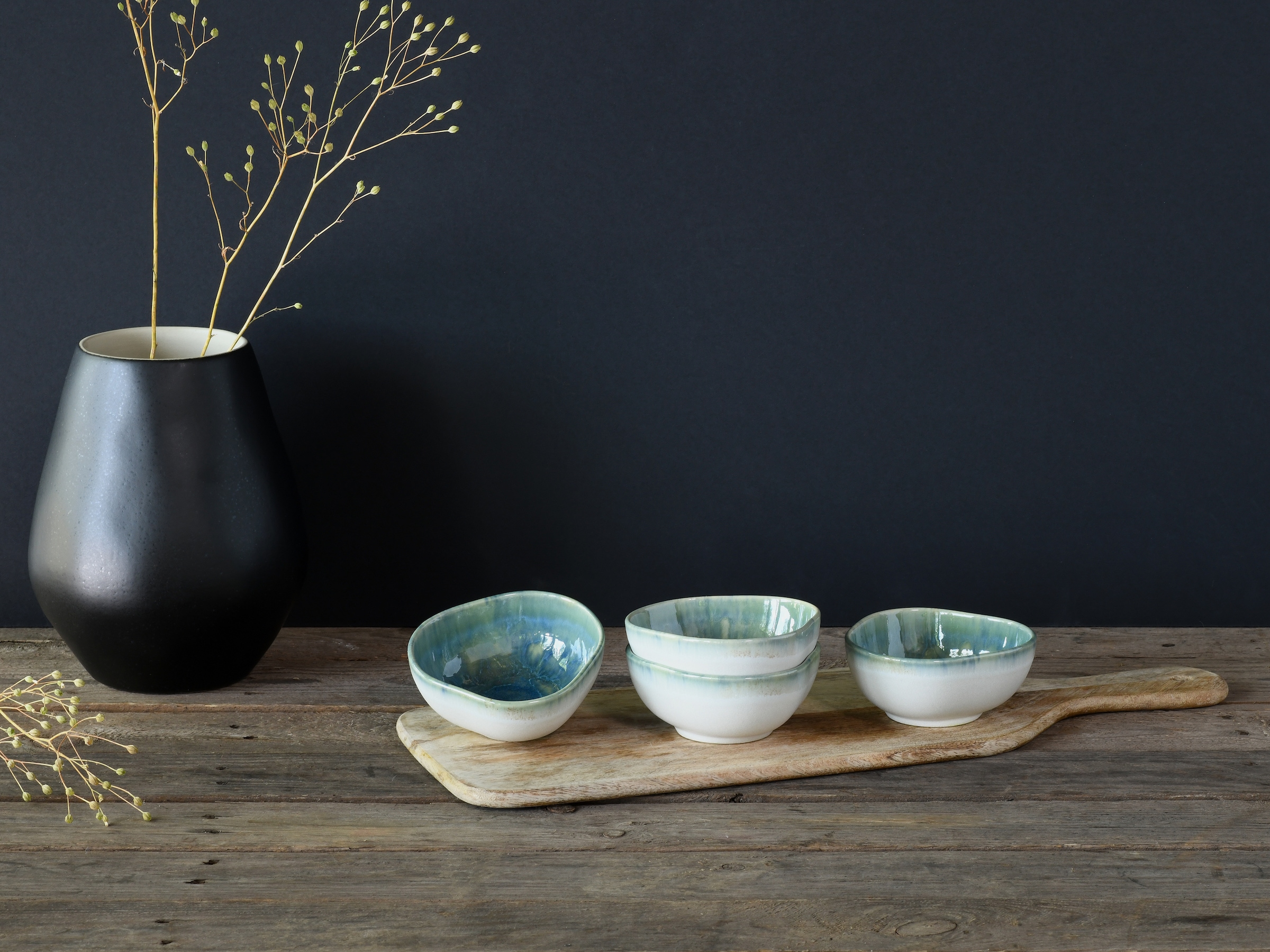 CreaTable Dipschale »Yuki« 4 Stk. aus Steinzeug Reaktiv-Digitaldruck, jedes Stück ein Unikat, Ø 11,5 cm