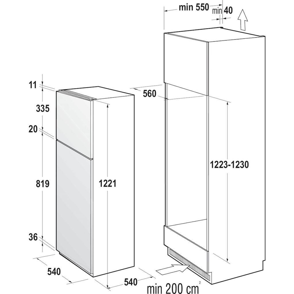 GORENJE Einbaukühlgefrierkombination »RFI 412 EP1«, RFI 412 EP1, 122,1 cm hoch, 54 cm breit