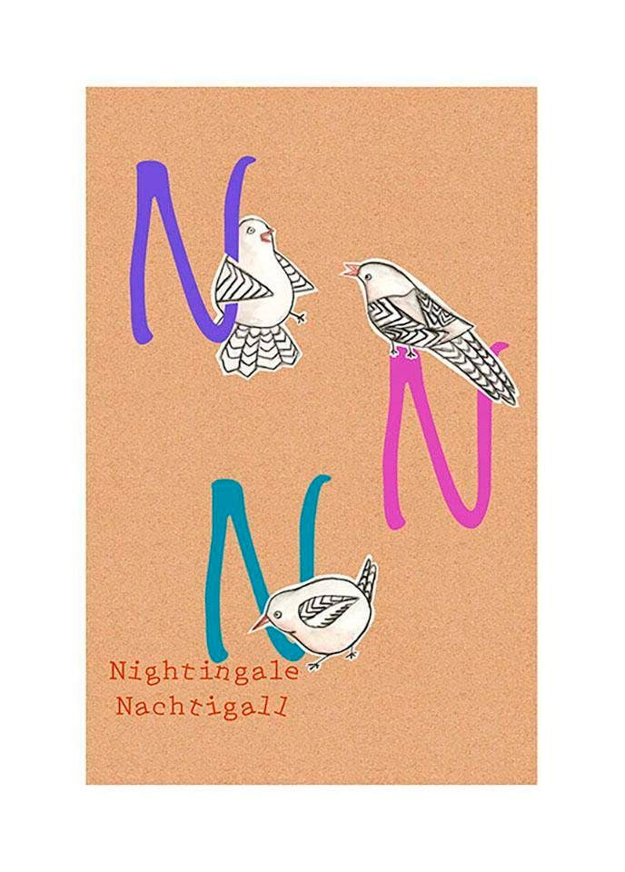 Komar Bild "ABC Animal N", Buchstaben, (1 St.), Wandbild zur Dekoration - o günstig online kaufen