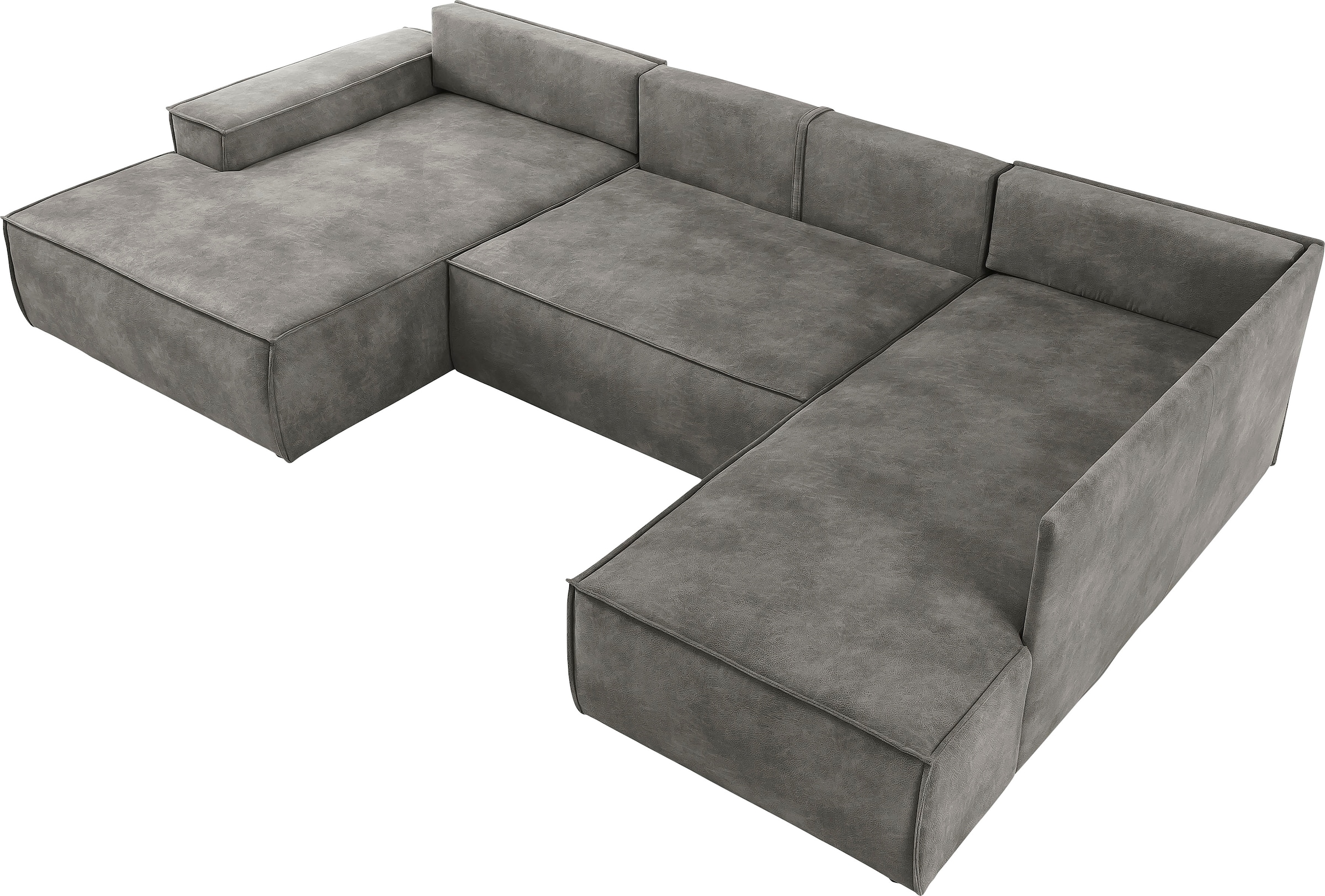 Home affaire Wohnlandschaft »SHERWOOD 329 cm, U-Form, Schlafsofa,«, Schlaffunktion m. Bettkasten (194x139 cm), Cord, Vintage, Samtvelours