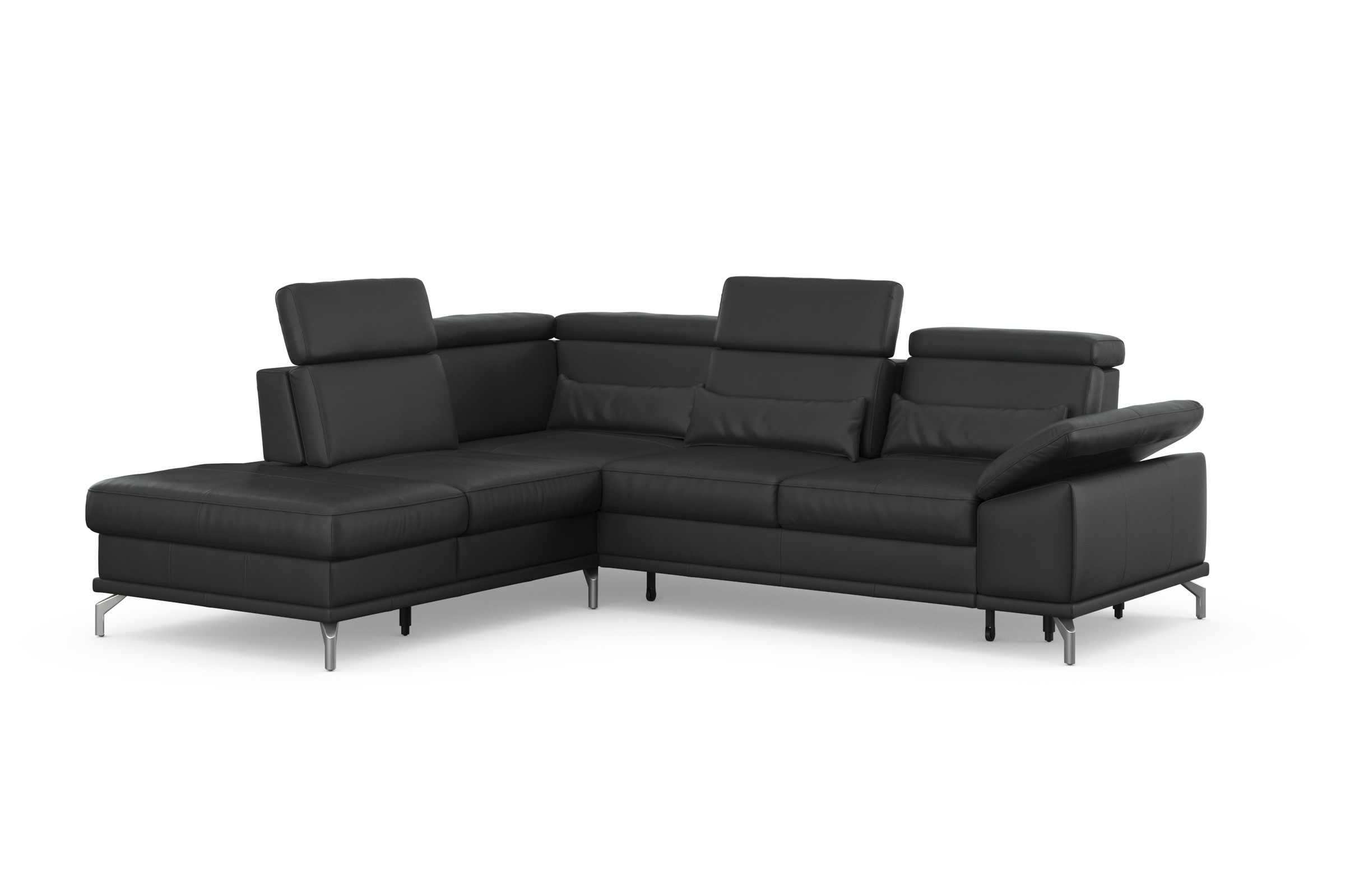 sit&more Ecksofa »Cabrio L-Form, mit Sitztiefenverstellung, Arm- und Kopfteilverstellung«, 3 Nierenkissen, Federkern, optional Bettfunktion und Stauraum