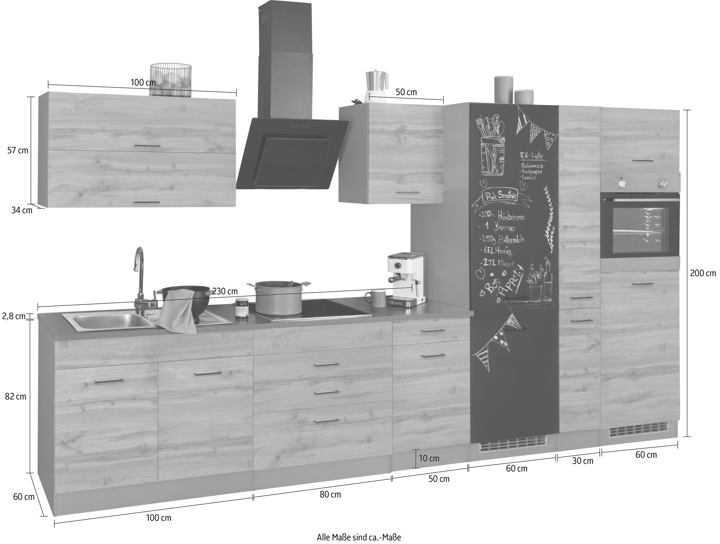 KOCHSTATION Küchenzeile »KS-Trier«, mit E-Geräten, Breite 380 cm