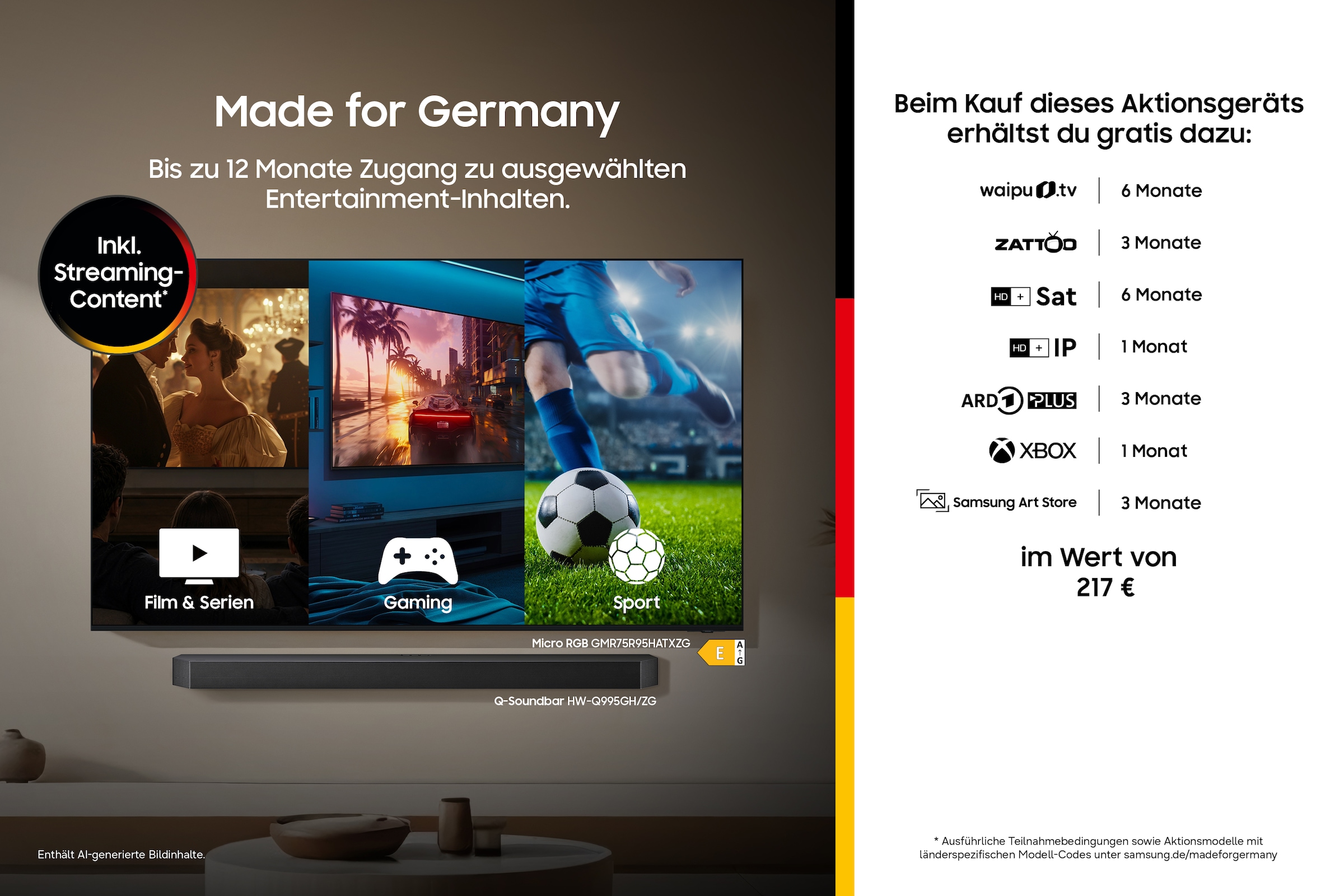 Samsung QLED-Fernseher »GQ50QN70HAU« 125 cm/50 ″ Smart-TV Real QLED, Quantum-Mini-LEDs, Gaming Hub mit 144 Hz, Adaptive Sound+