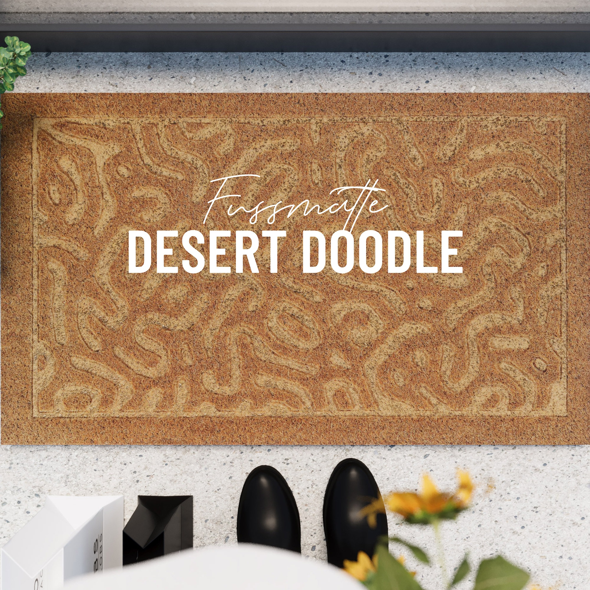 Wecon home Fußmatte »Desert Doodle«, rechteckig, 14 mm Höhe, Kokos, pflegeleicht, rutschfest, abstraktes Design, Schmutzfangmatte
