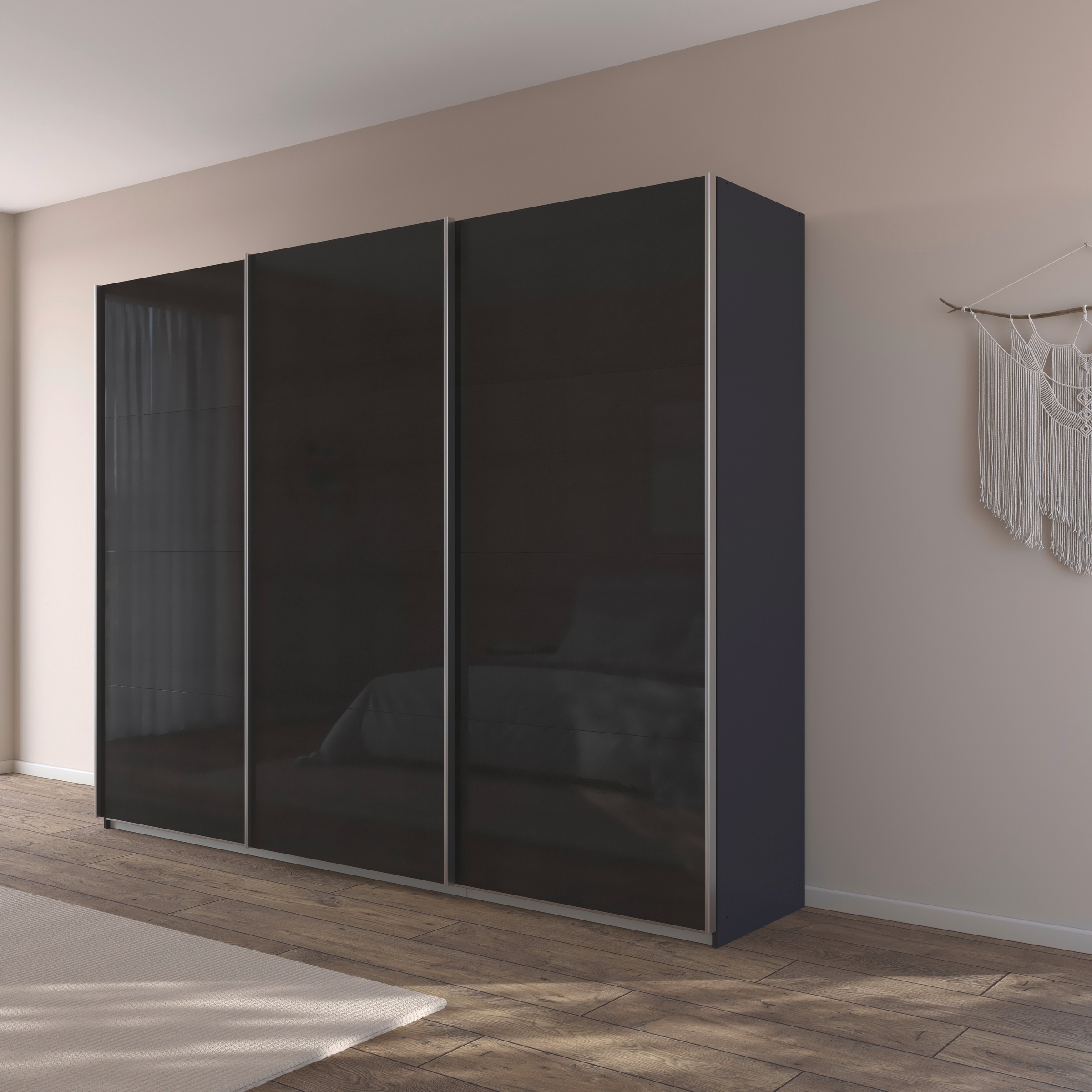 rauch Schwebetürenschrank »Kleiderschrank Schrank Garderobe AGORDO mit Dekor- oder Hochglanzfront«, (in zwei Griff-Farben), durchdachte Innenausstattung, in 4 Breiten und 2 Höhen MADE IN GERMANY