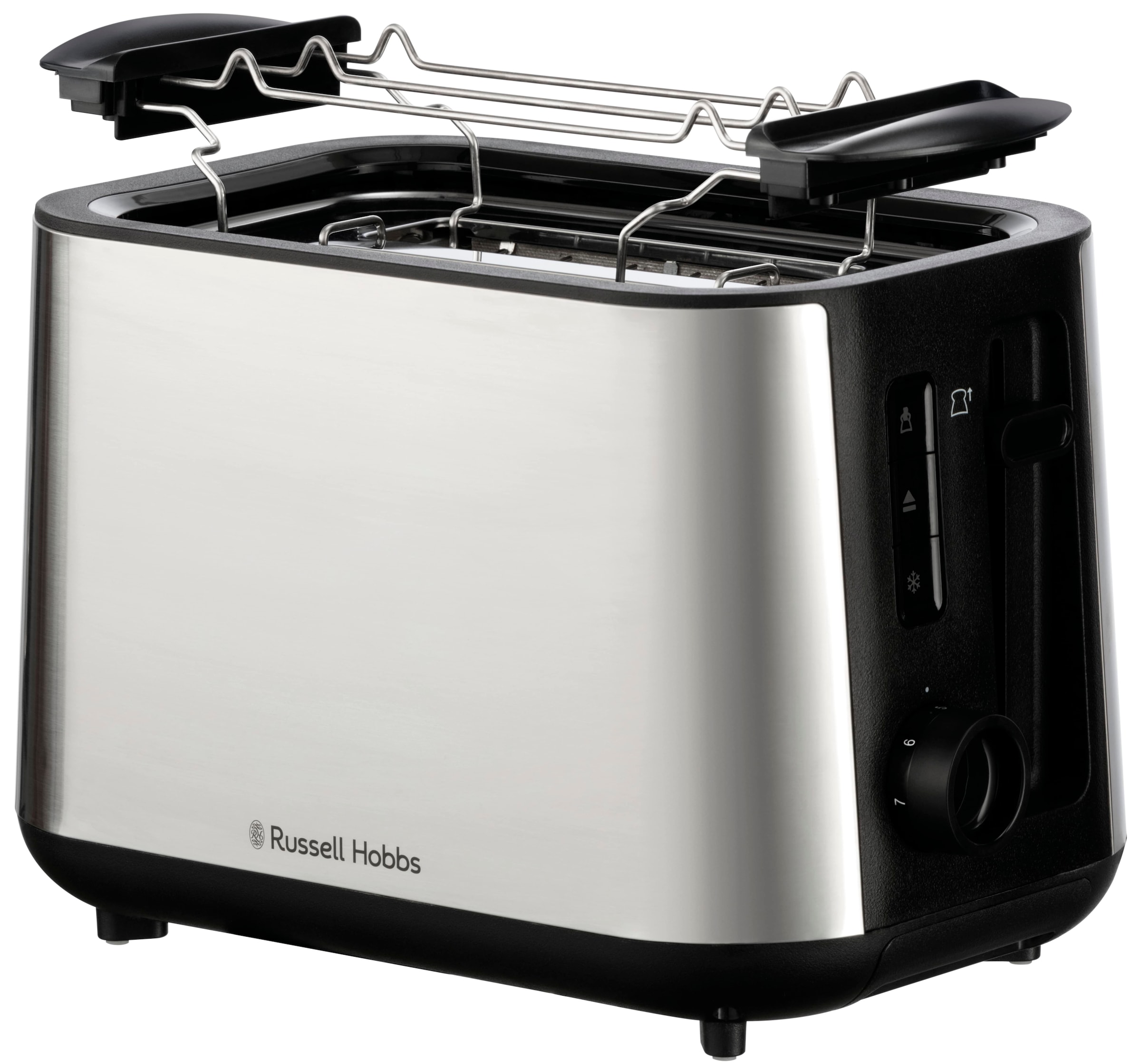 RUSSELL HOBBS Toaster »Heaton 27390-56, Edelstahl«, 2 kurze Schlitze, 2 extra breite Toastschlitze, 6 Bräunungsstufen, inkl. Brötchenaufsatz