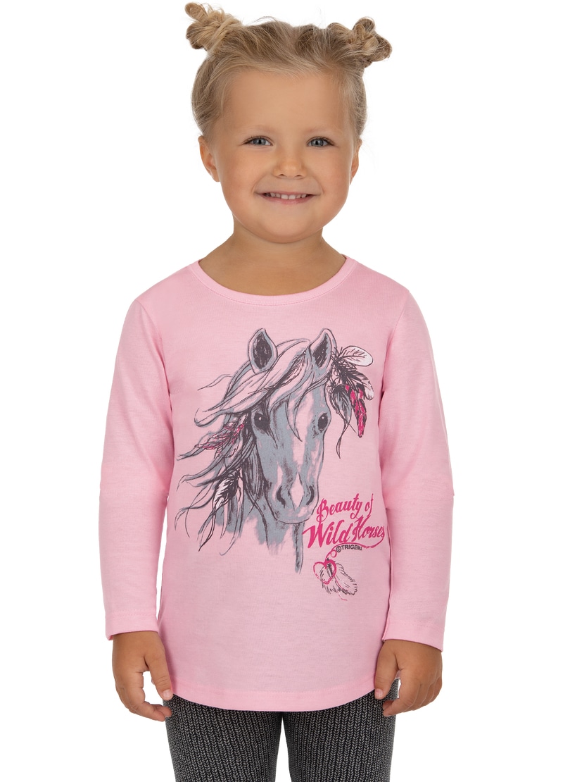 Trigema T-Shirt »TRIGEMA Langarmshirt mit niedlichem Pferde-Motiv«, (1 tlg.)
