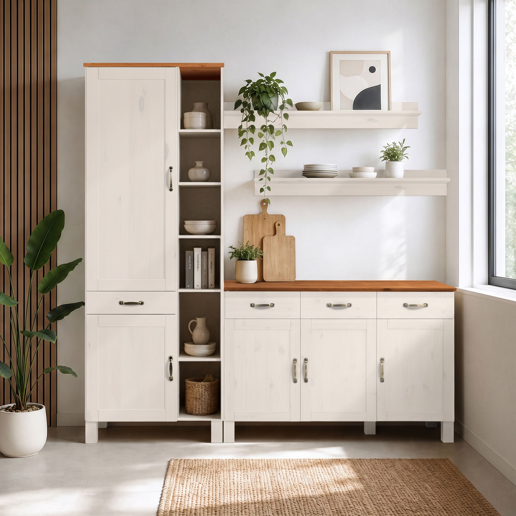 Home affaire Hochschrank »Alby« Breite 75 cm, 2 Türen, 1 Schubkasten, 6 offene Fächer