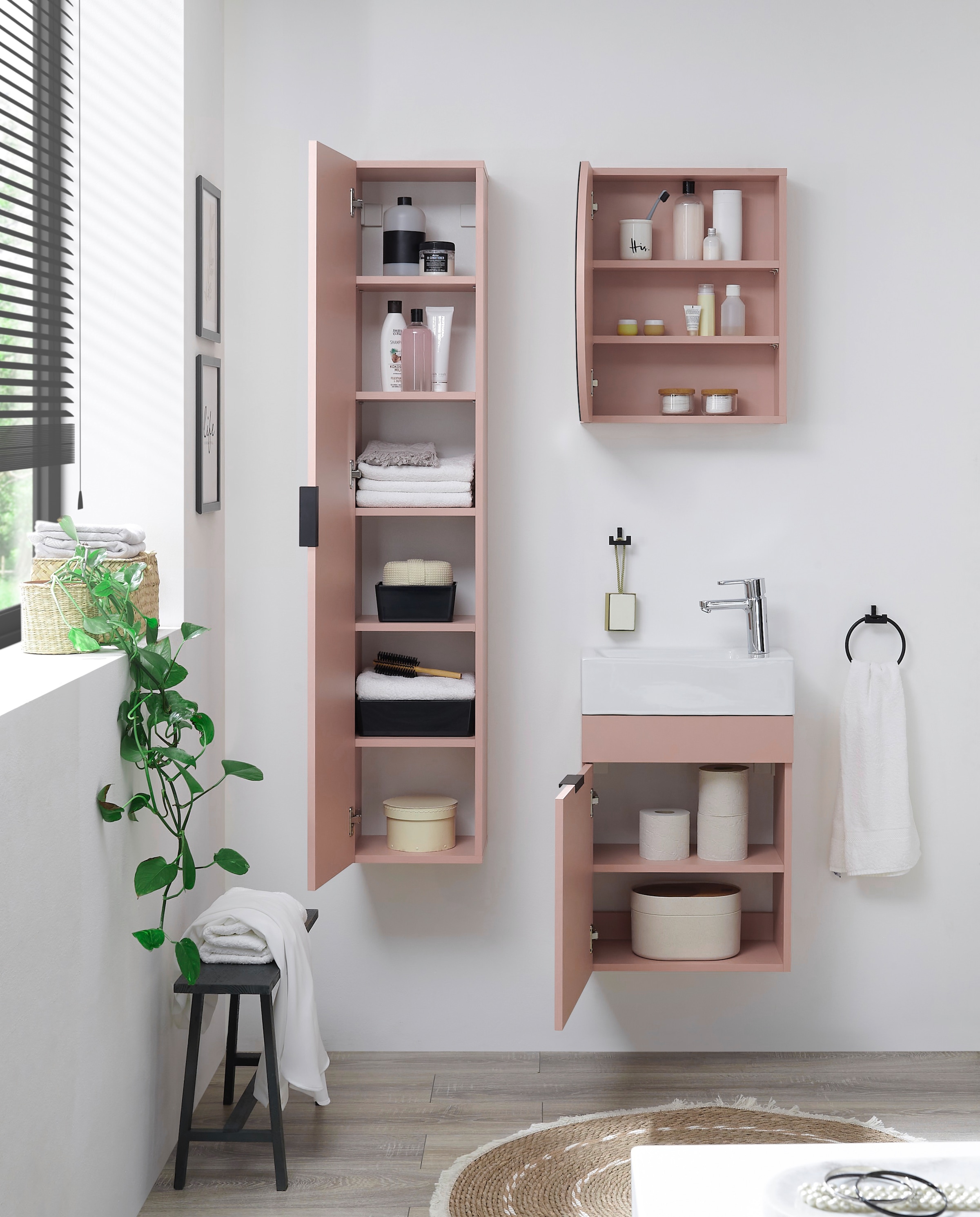 BASIC by Balculina Waschbeckenunterschrank »Nancy BxHxT 45x55x25 cm« 2 Stk. tlg. Breite 45 cm, inkl. Waschbecken