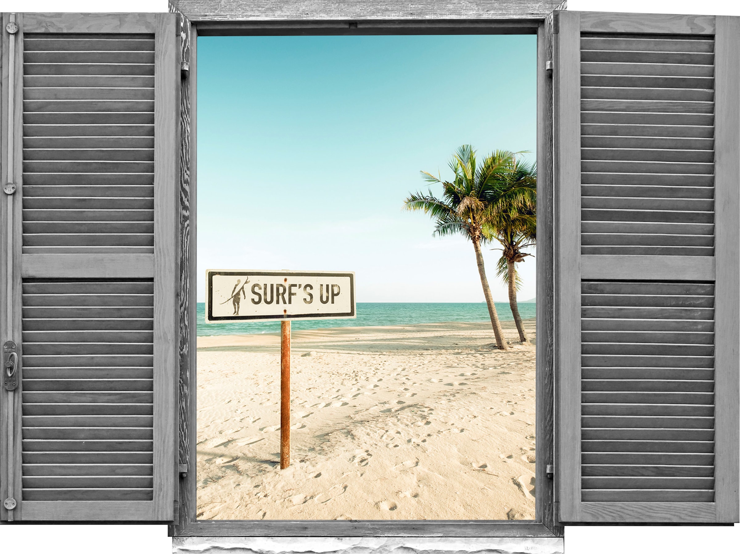 queence Wandtattoo »Palmenstrand« Wandsticker, Wandbild, selbstklebend, 3D, günstig online kaufen