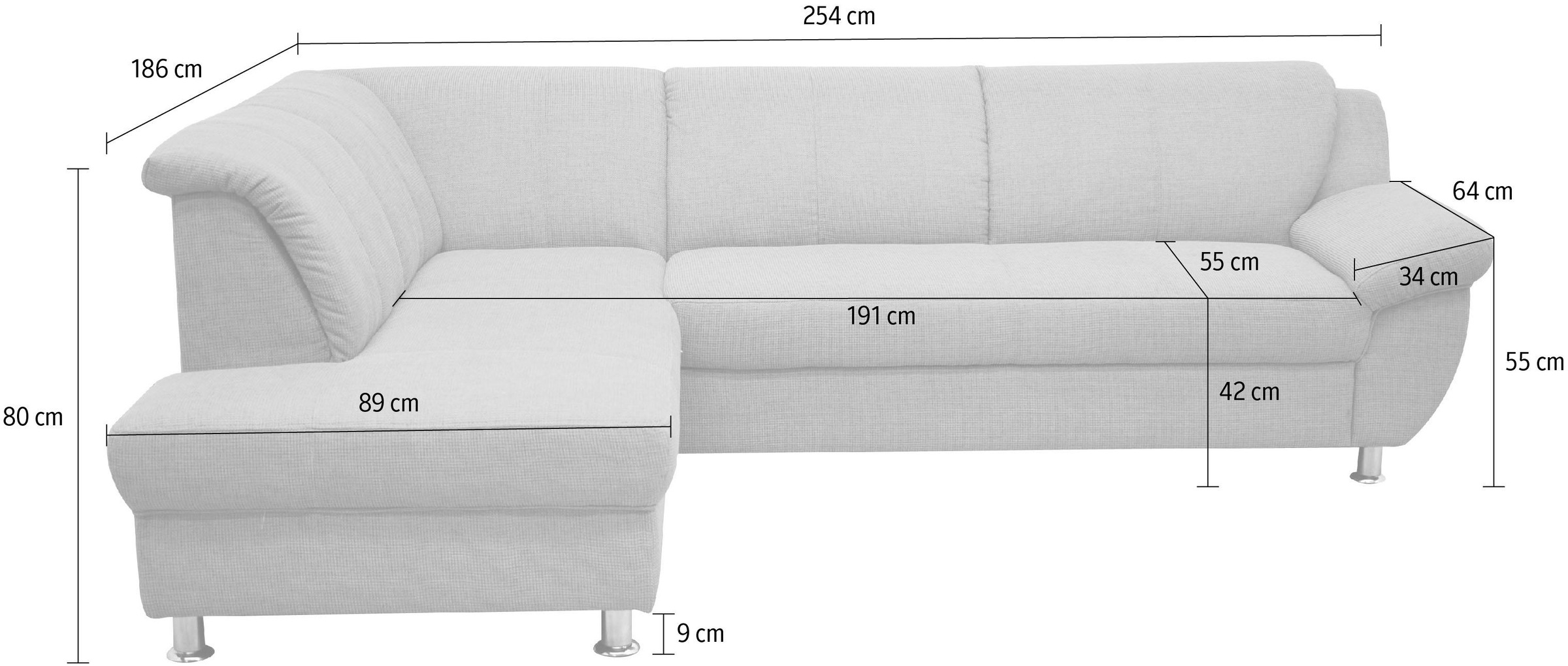DOMO collection Ecksofa »Pilar, elegant und zeitloses Design, komfortabel, günstig online kaufen
