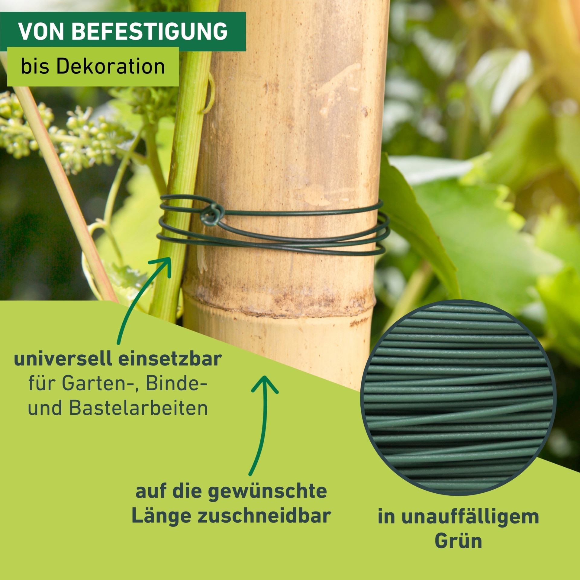 Windhager Pflanzschnur »Gartendraht für Garten-, Binde- und Bastelarbeiten« 1 Stk. tlg. Blumendraht erhältlich in unterschiedlchen Größen, verzinkt, grün