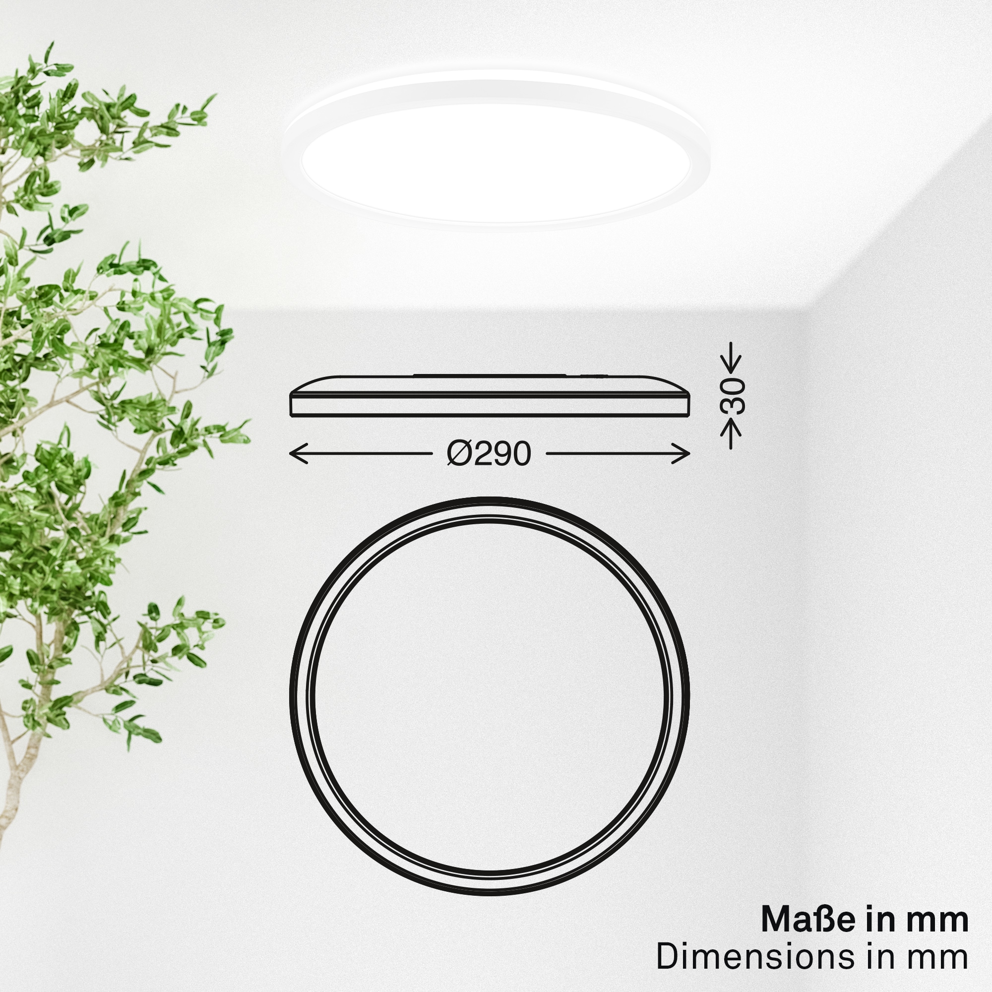 OTTO home LED Panel »ultraflach, Deckenlampe LYMMA mit Backlight« LED-Board 1 Stk. Neutralweiß 4000K, Wohnzimmer Schlafzimmer Küche, Deckenleuchte Energieeffizienz A