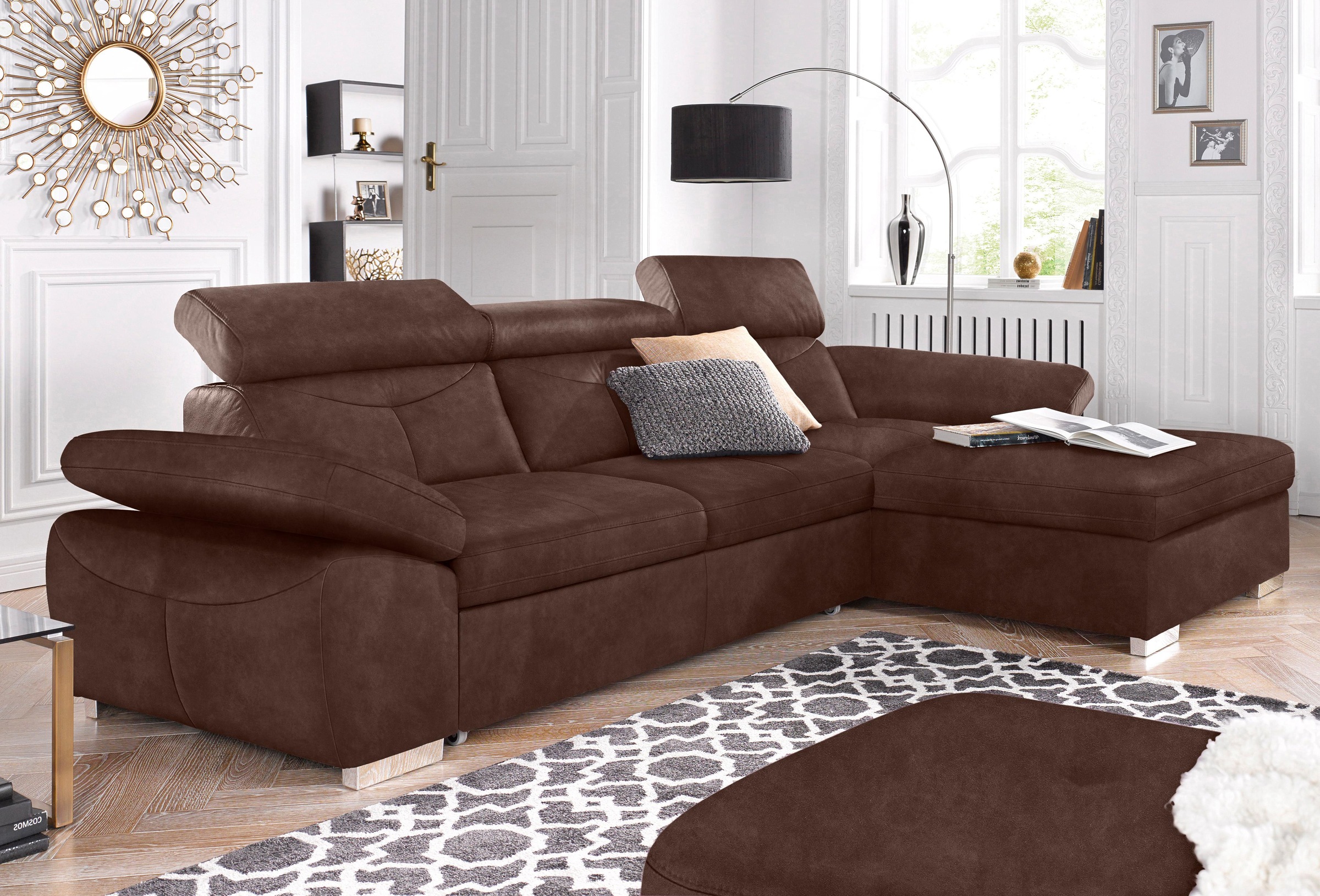 exxpo - sofa fashion Ecksofa »Spring, super bequem, mit Armteil- und Kopfteilfunktion, OTTOs Choice«, L-Form, wahlweise mit Bettfunktion und Bettkasten