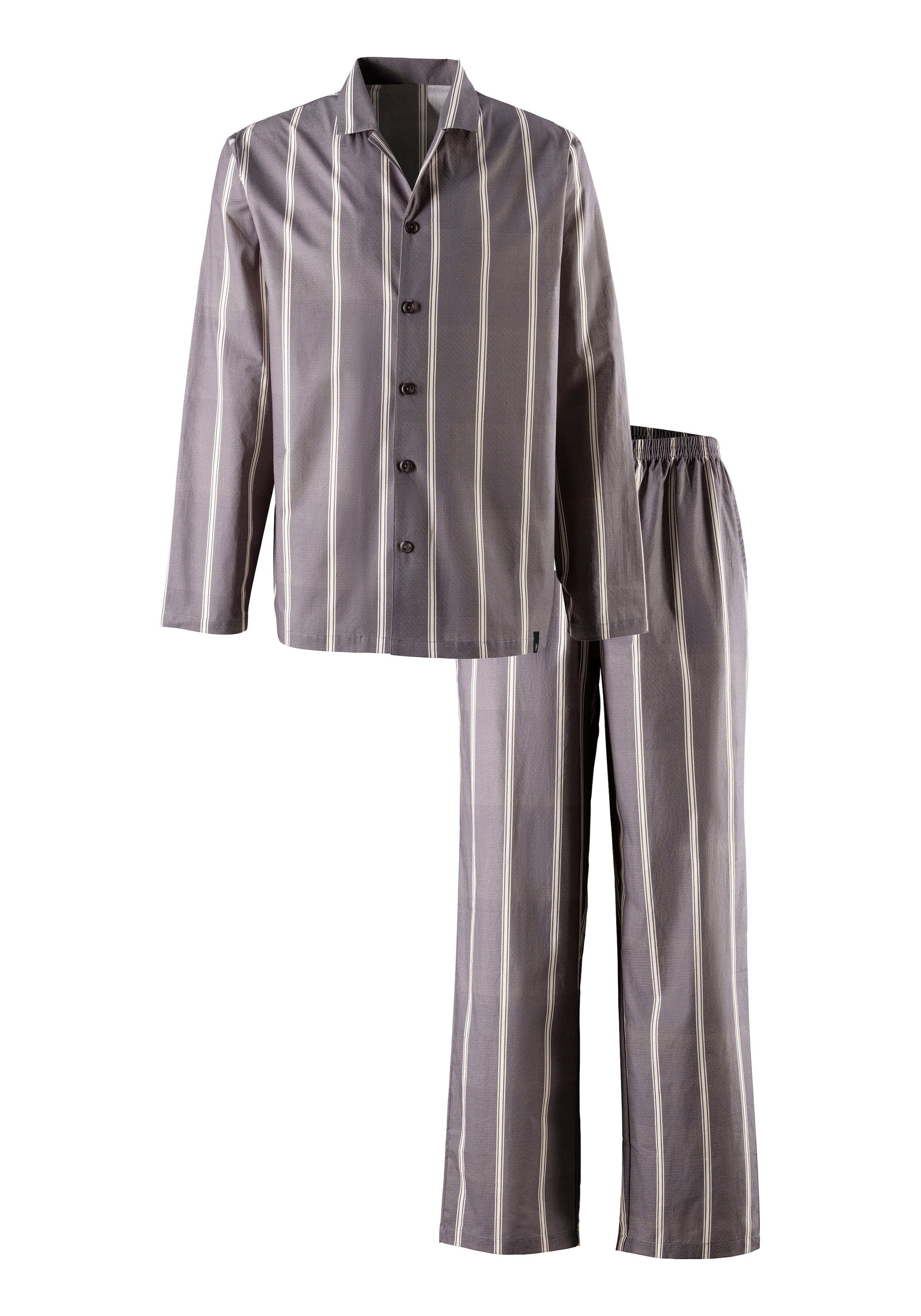 s.Oliver Pyjama, (2 tlg., 1 Stück), Schlafanzug mit Streifen und modischem Reverskragen