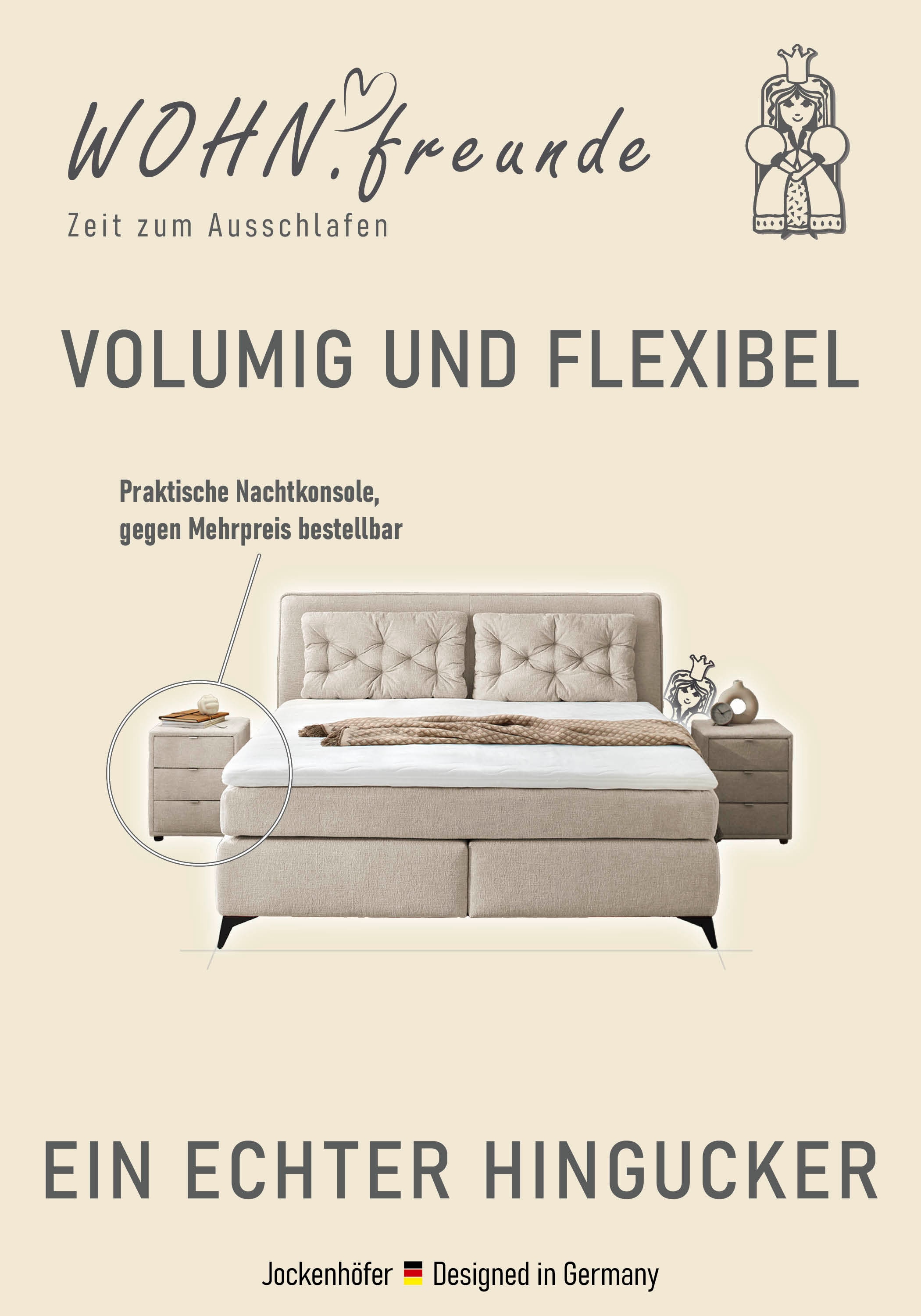 Jockenhöfer Gruppe Boxspringbett »Chalet, inklusive Kissen«, Wende-Bonell-Federkern-Matratze (H2/H3), PU-Schaum Topper