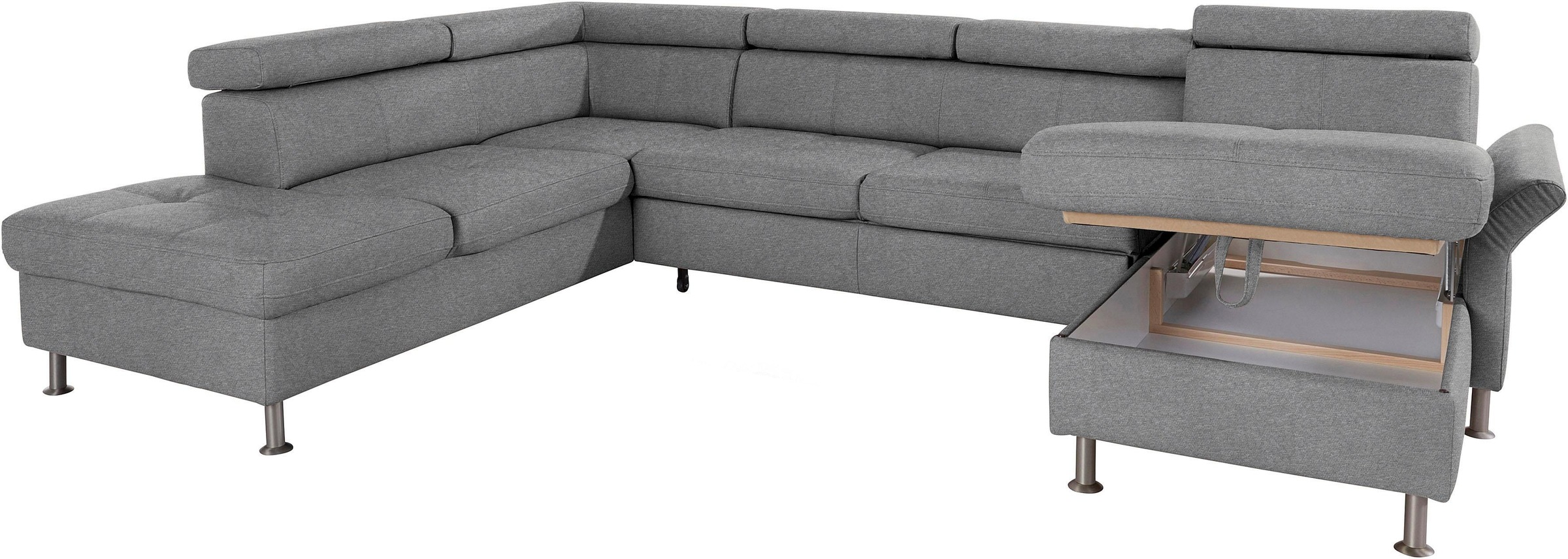 exxpo - sofa fashion Wohnlandschaft »Maretto, bequem und komfortabel, aufwendige Sitzsteppung, U-Form«, inkl. Kopfteilverstellung für mehr Sitzkomfort, wahlweise Bettfunktion