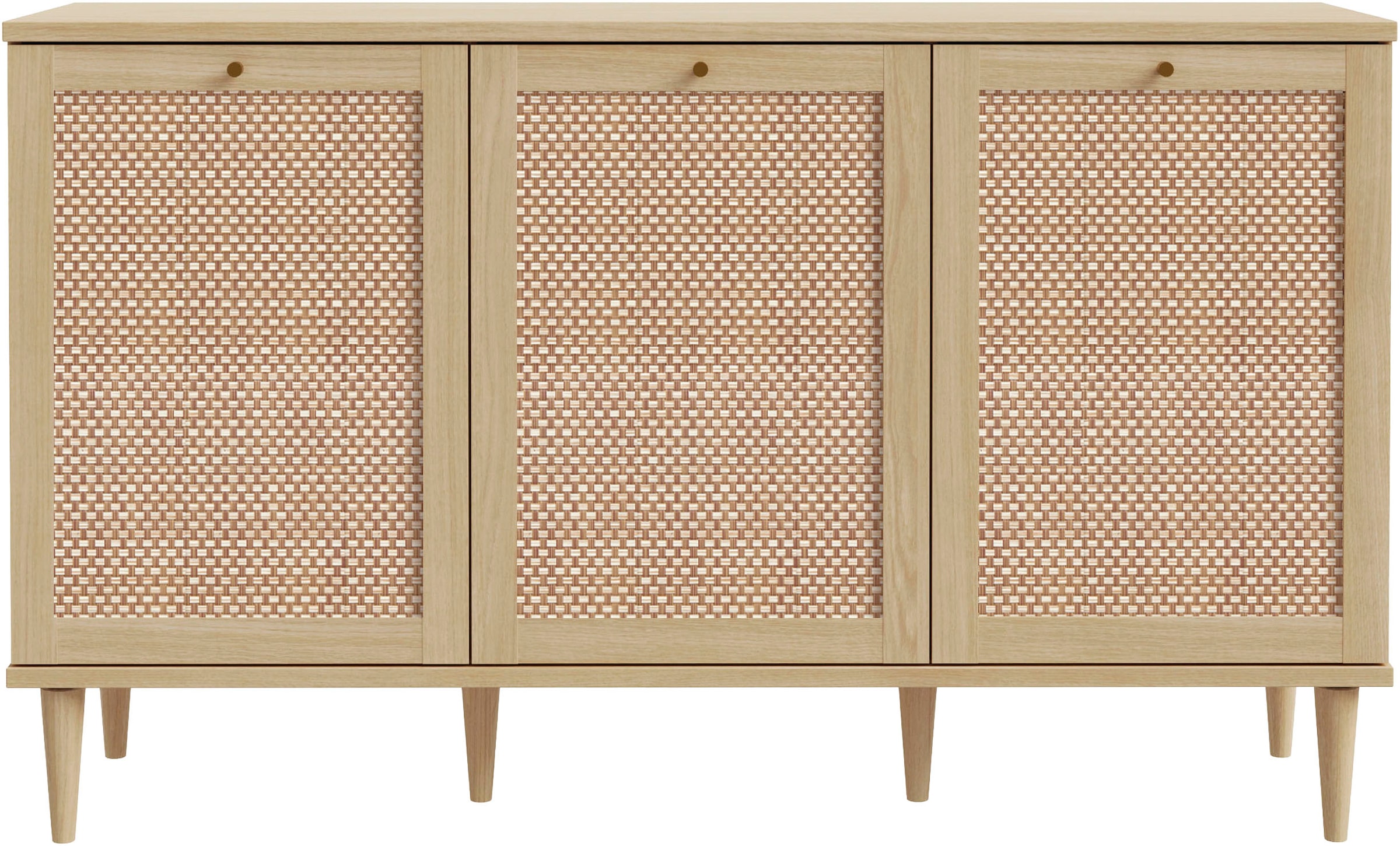 OTTO home Sideboard »ELLIAN mit  Wiener Geflechtoptik, 3 Türen« Holzfüße, Metallgriffe, Made in EU, viel Stauraum, FSC® zertifiziert