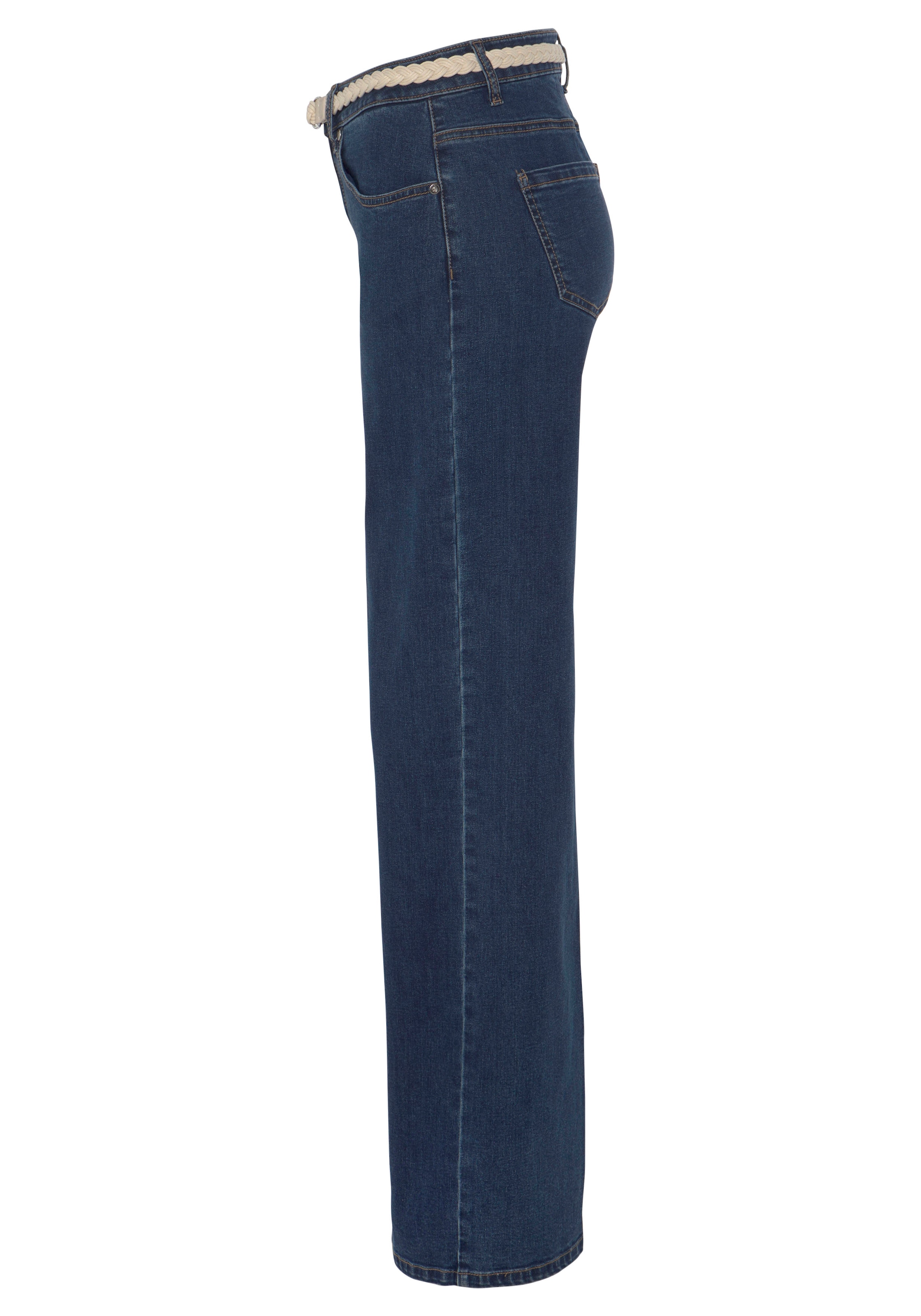 DELMAO Weite Jeans, (Set, 2 tlg., mit Gürtel), mit modischem Flechtgürtel  ---NEUE MARKE! im Online-Shop bestellen