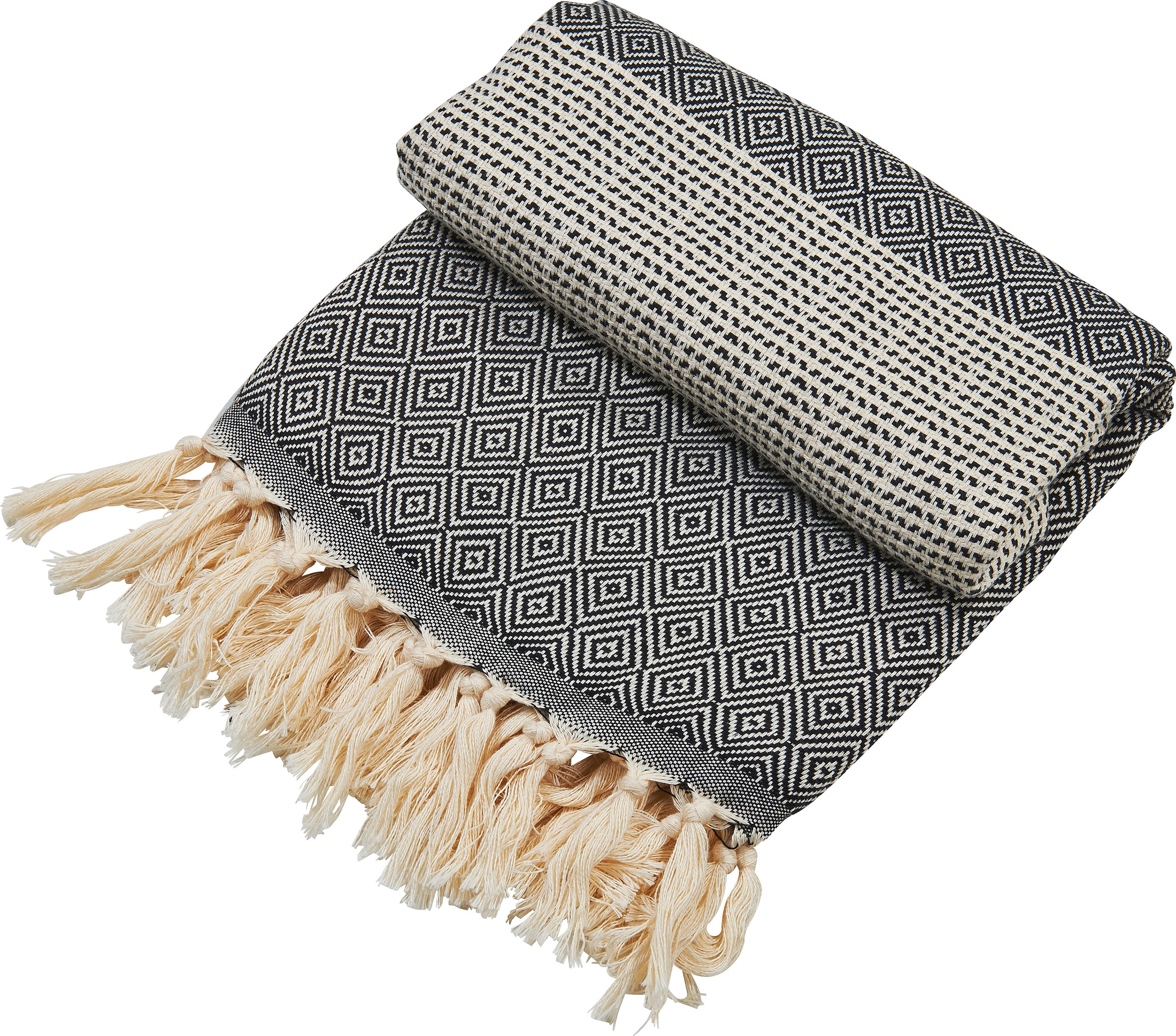 done.® Plaid »Lounge Diamond«, Leichtes Plaid mit geknoteten Fransen günstig online kaufen