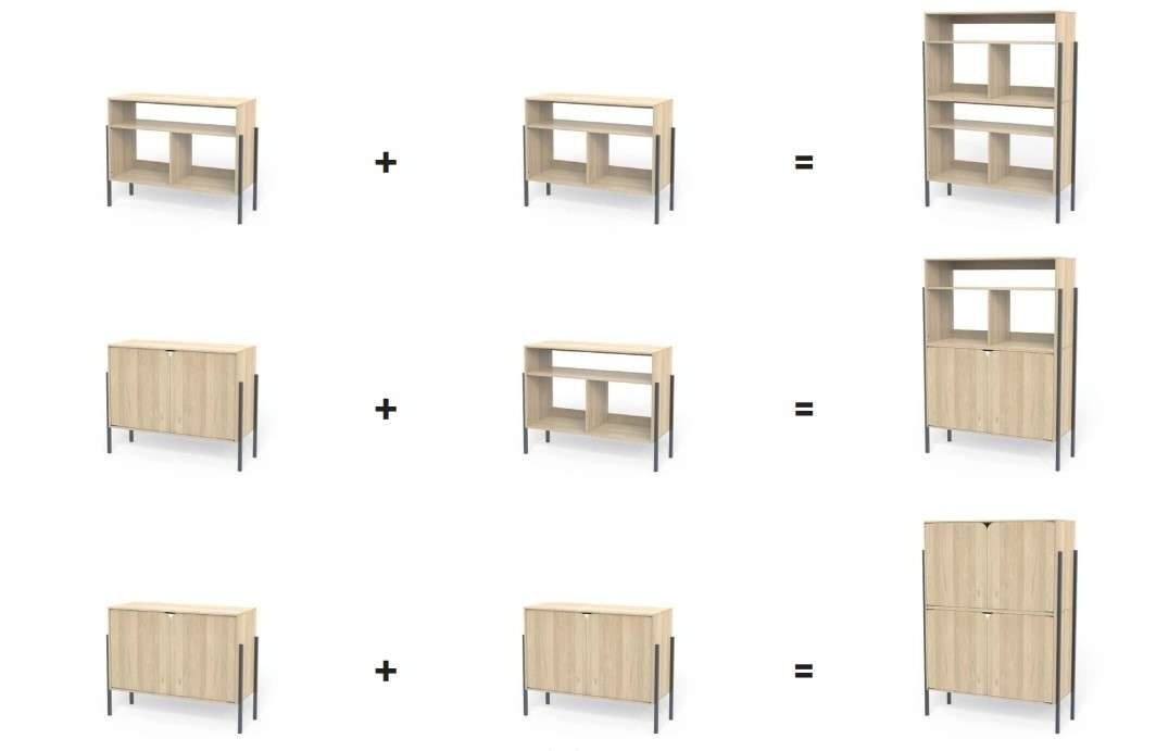 andas Sideboard »Finton«, Kommode mit 3 offenen Fächern, Korpuss aus massiver Eiche