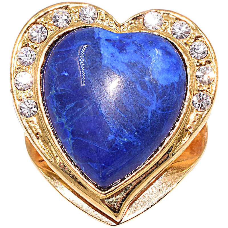 FIRETTI Tuchring »Schmuck Geschenk Messing Ansteckschmuck Schalclip Herz« () Made in Germany - mit Lapislazuli, Zirkonia (synth.)...