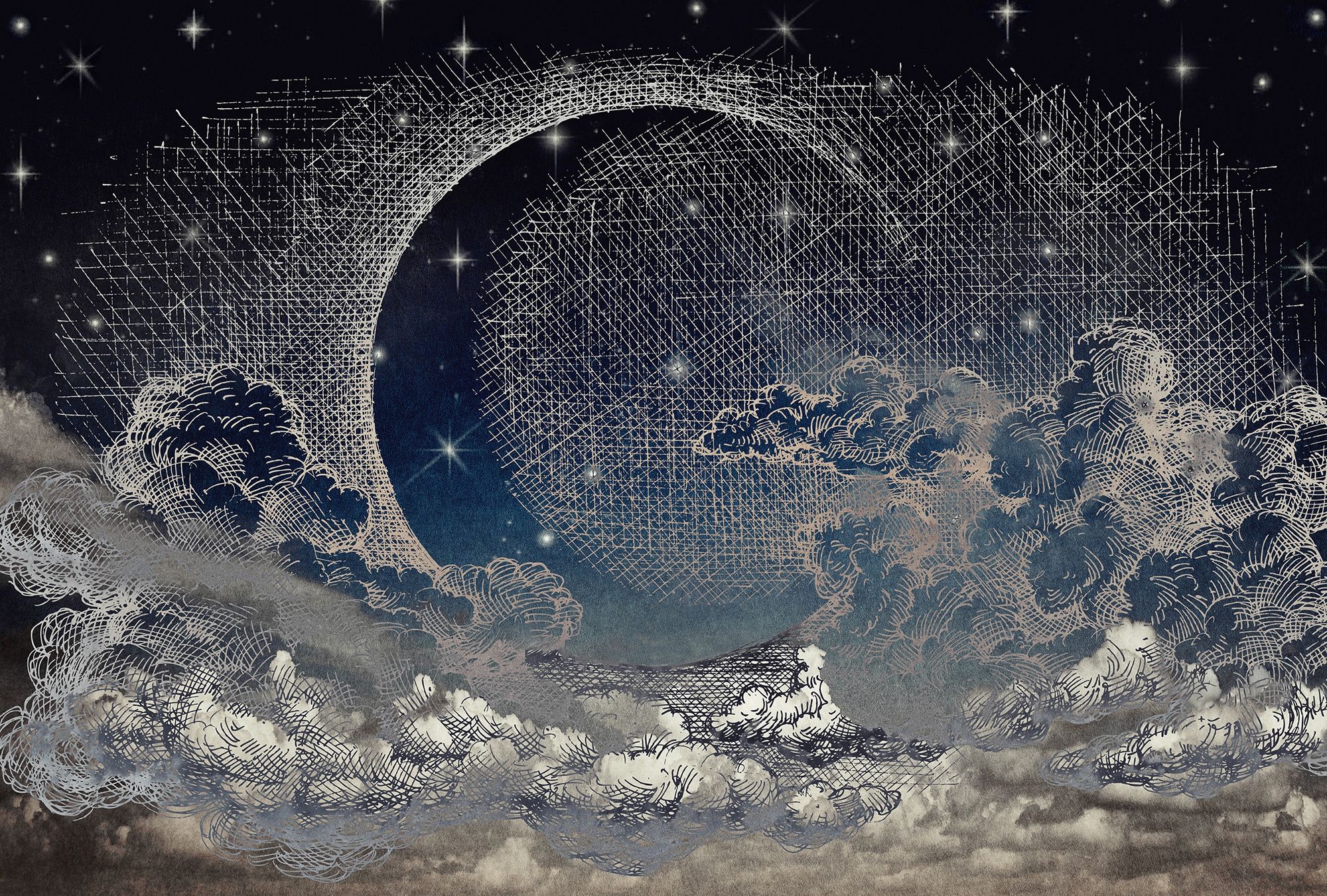 Architects Paper Fototapete »Atelier 47 Moon Sky 2« kontrastfarbene Details günstig online kaufen