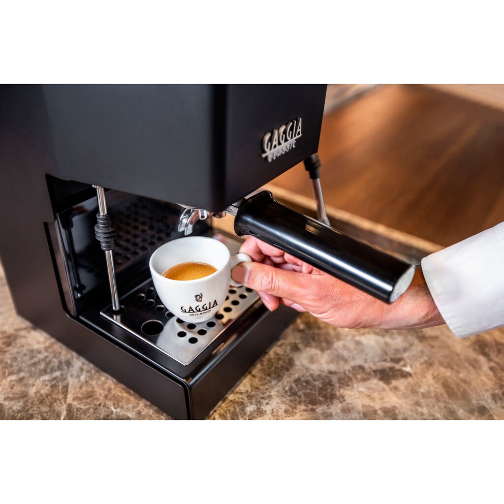 Gaggia Siebträgermaschine »New Classic Thunder Black«, vom Erfinder des Espresso - Barista@Home-Experience