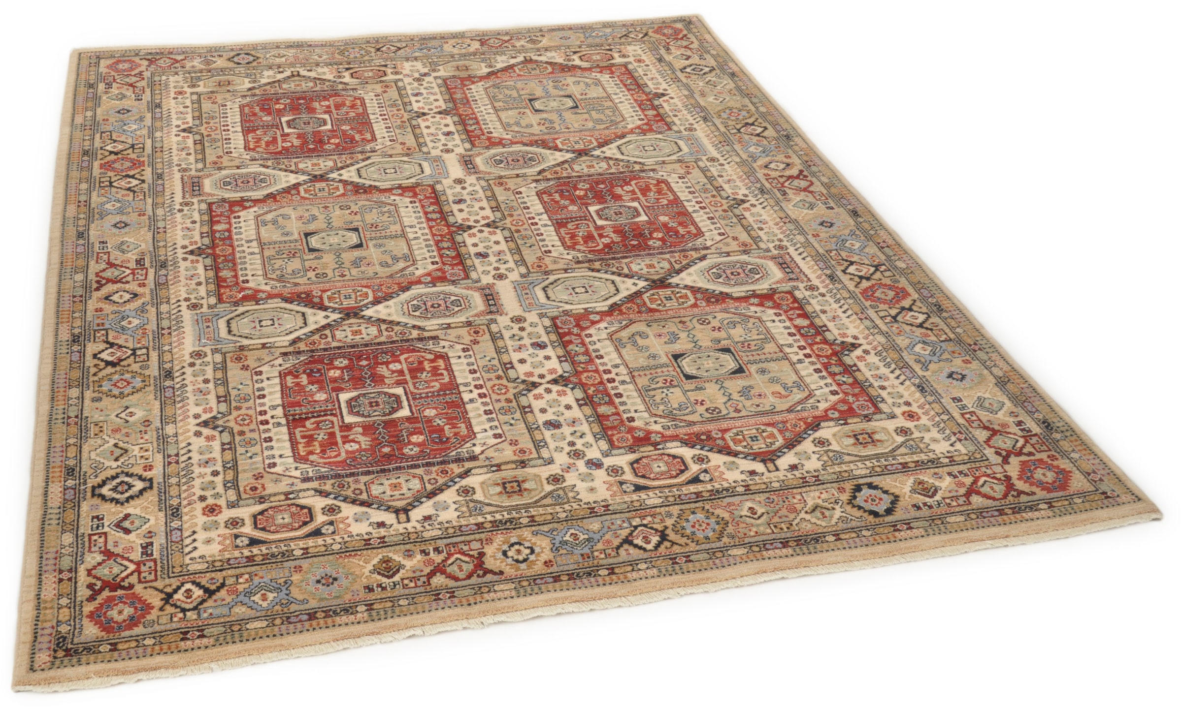 THEKO Wollteppich »Saharna 7275«, rechteckig, 10 mm Höhe, reine Wolle, Orient-Optik, mit Fransen