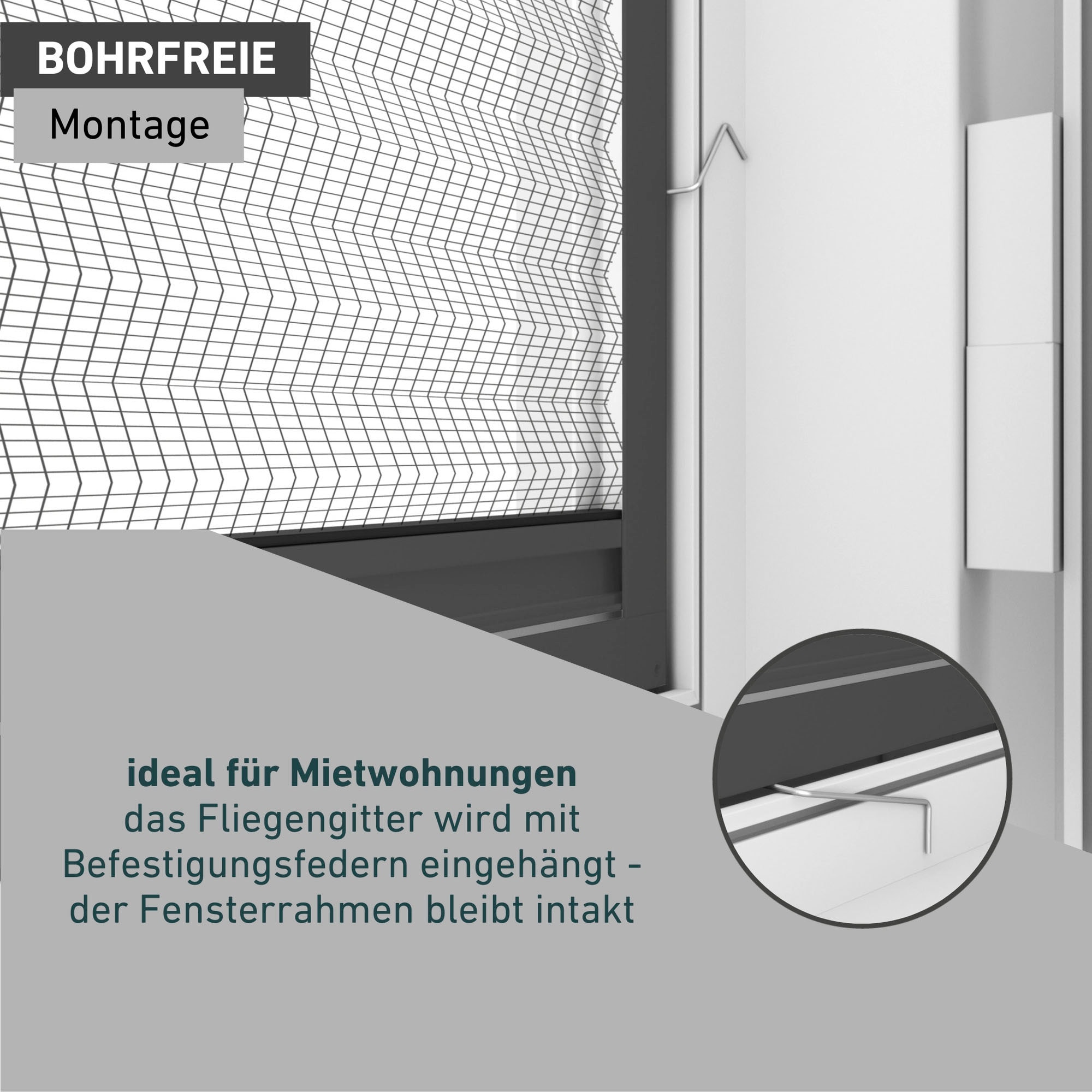 Windhager Insektenschutzplissee »Plisseefenster ULTRA FLAT«, halbtransparent, ohne Bohren, verspannt, Insektenschutz Plissee für Fenster ohne bohren, 100 x 120 cm, anthra