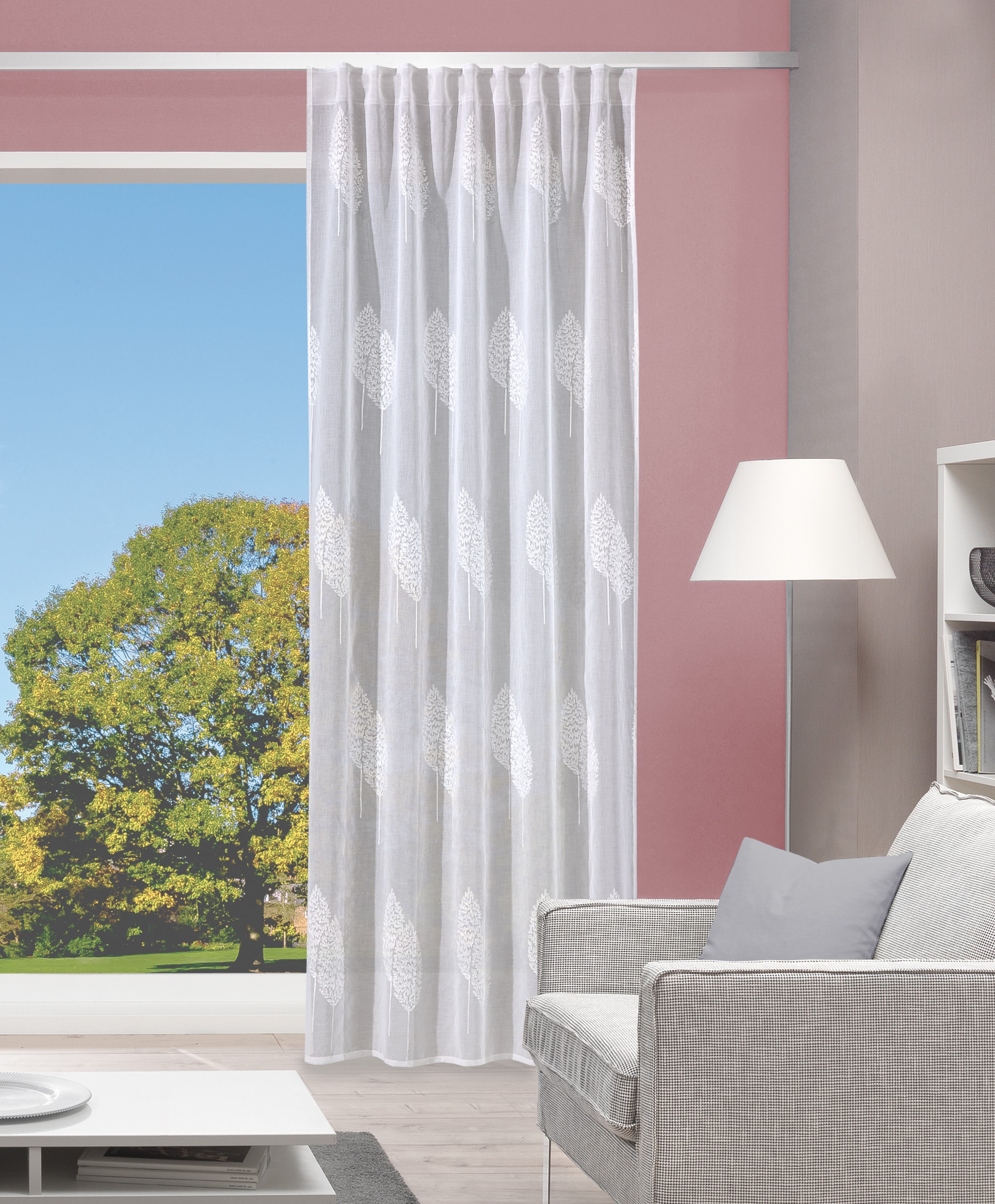 HOME WOHNIDEEN Gardine »ALAVARO« Multifunktionsband 1 Stk. tlg. Fertigschal günstig online kaufen